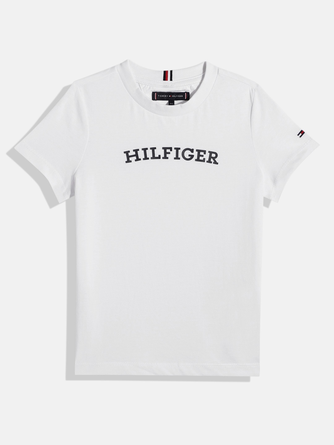 

Tommy Hilfiger Boys Brand Logo Print Monochrome Pure Cotton T-shirt, White