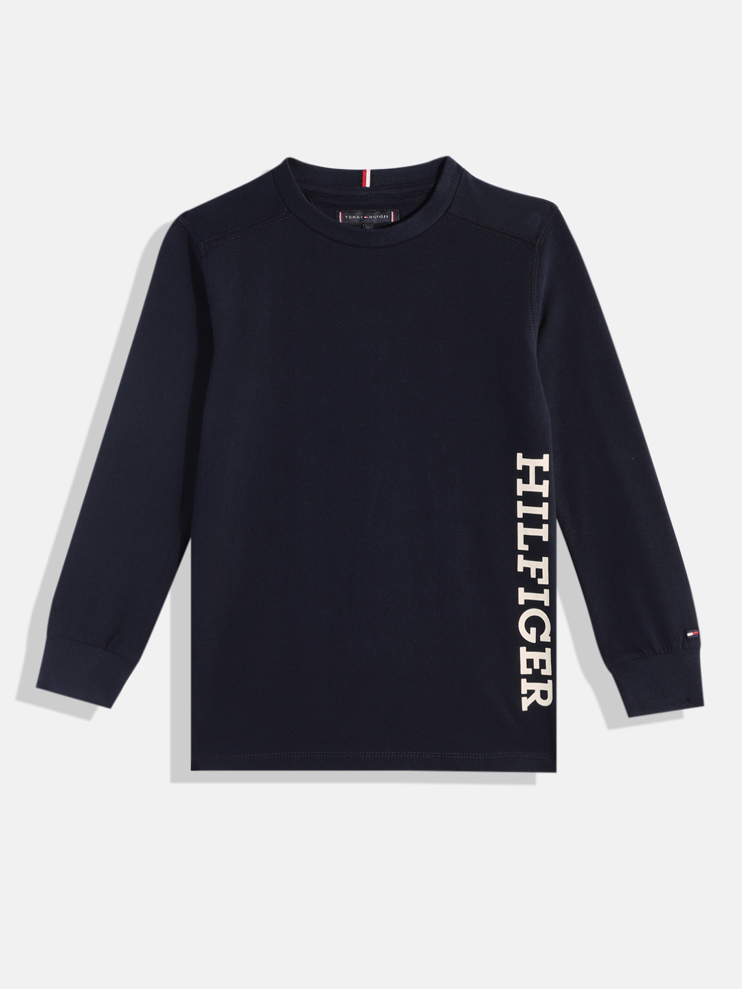 

Tommy Hilfiger Boys Brand Logo Printed Pure Cotton T-shirt, Navy blue