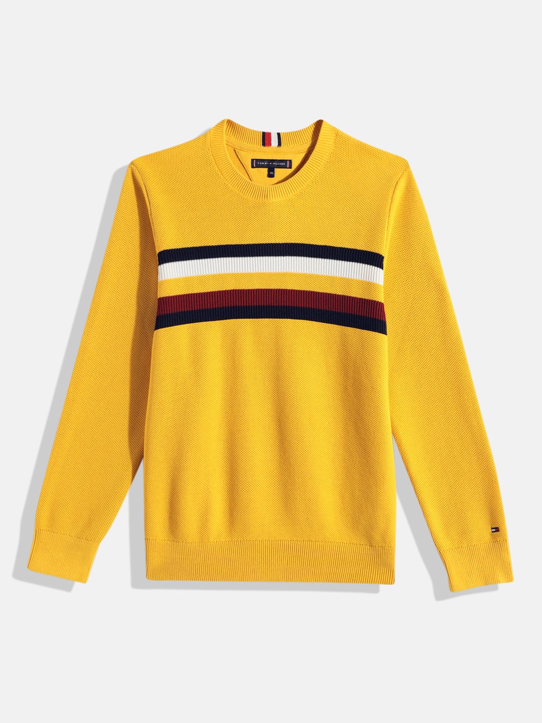 

Tommy Hilfiger Boys Striped Pure Cotton Pullover, Yellow