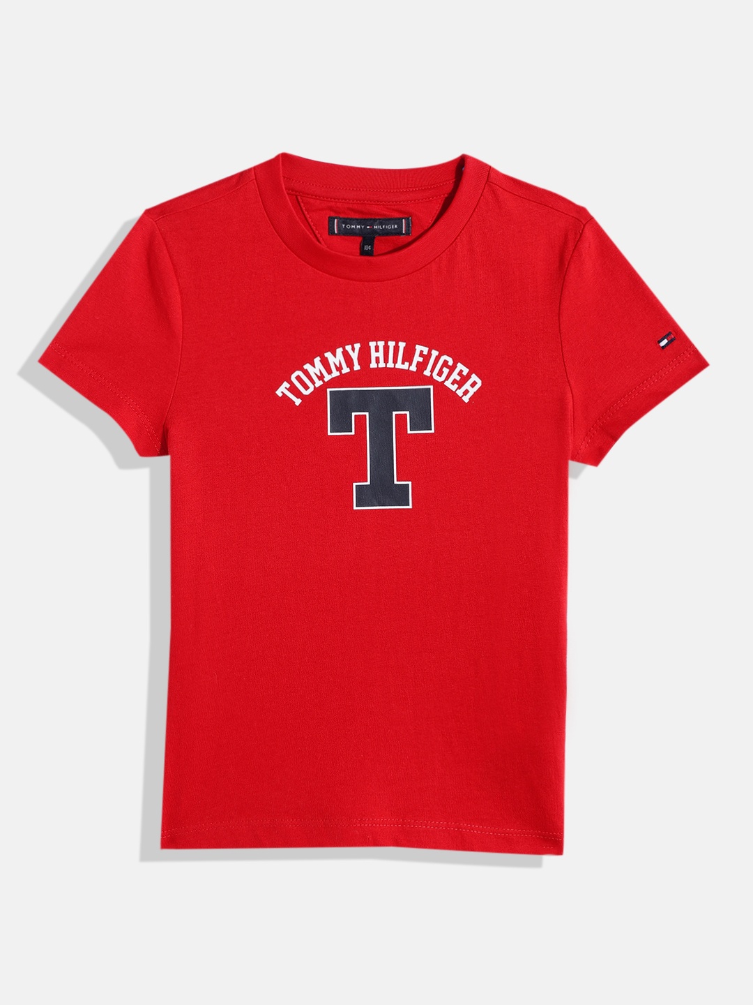 

Tommy Hilfiger Boys Brand Logo Printed Pure Cotton T-shirt, Red