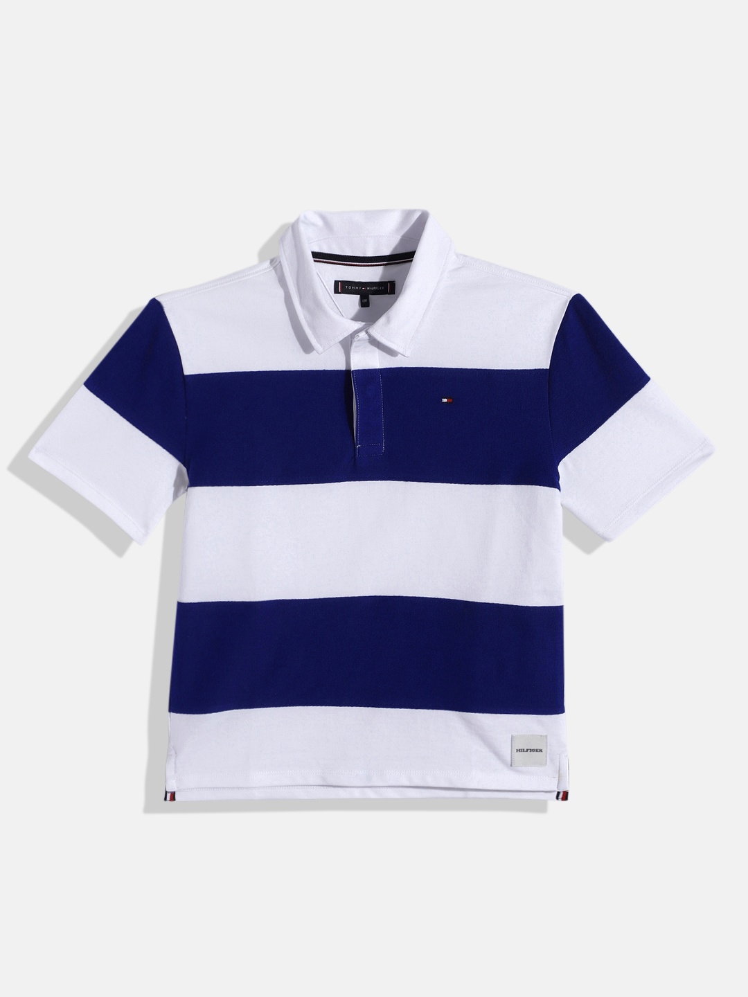 

Tommy Hilfiger Boys Colourblocked Pure Cotton Polo Collar T-shirt, White