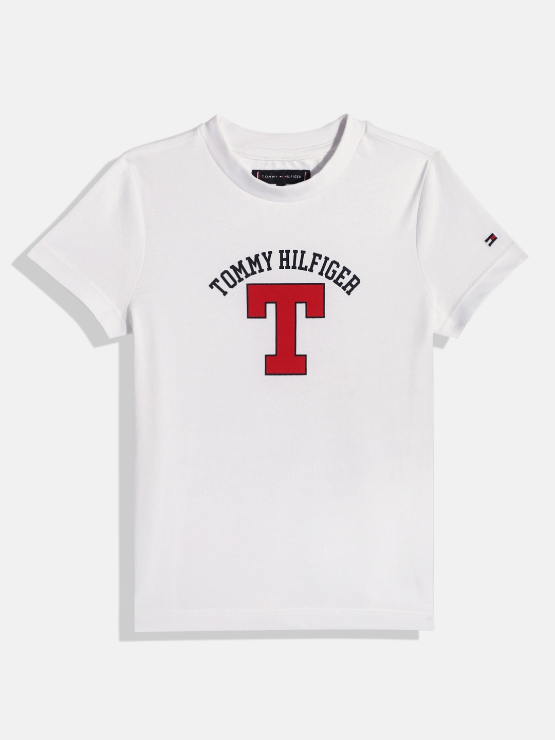 

Tommy Hilfiger Boys Brand Logo Print Knitted Pure Cotton T-shirt, White