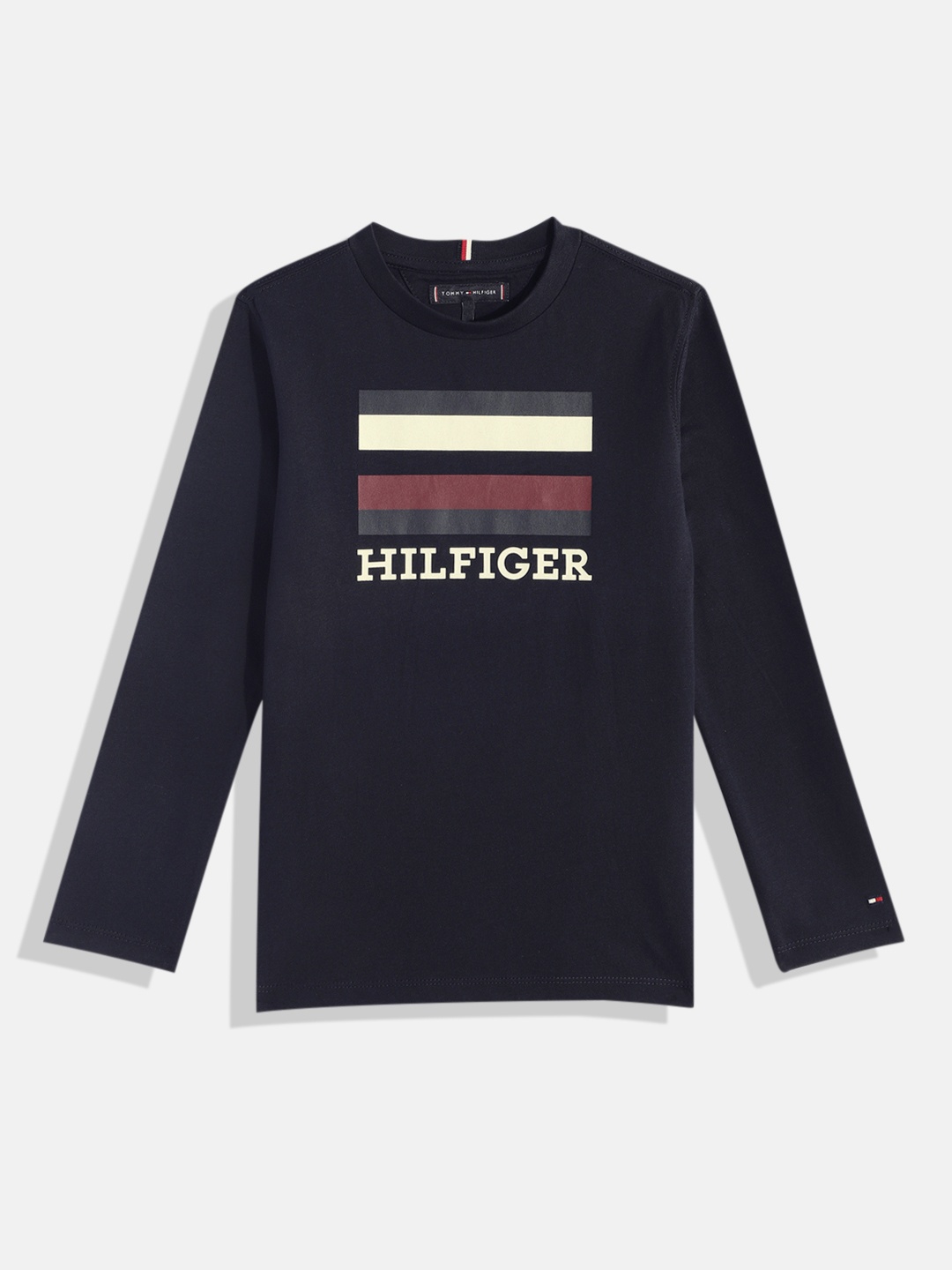 

Tommy Hilfiger Boys Brand Logo Printed Pure Cotton T-shirt, Navy blue