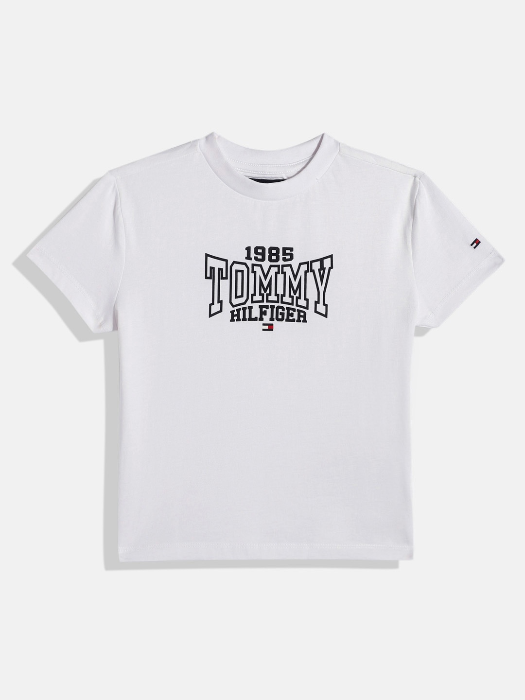 

Tommy Hilfiger Boys Brand Logo Print Monochrome Pure Cotton T-shirt, White