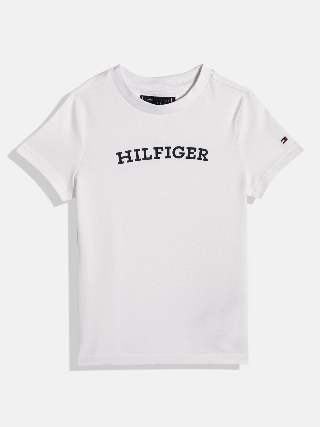 

Tommy Hilfiger Boys Brand Logo Print Monochrome Pure Cotton T-shirt, White