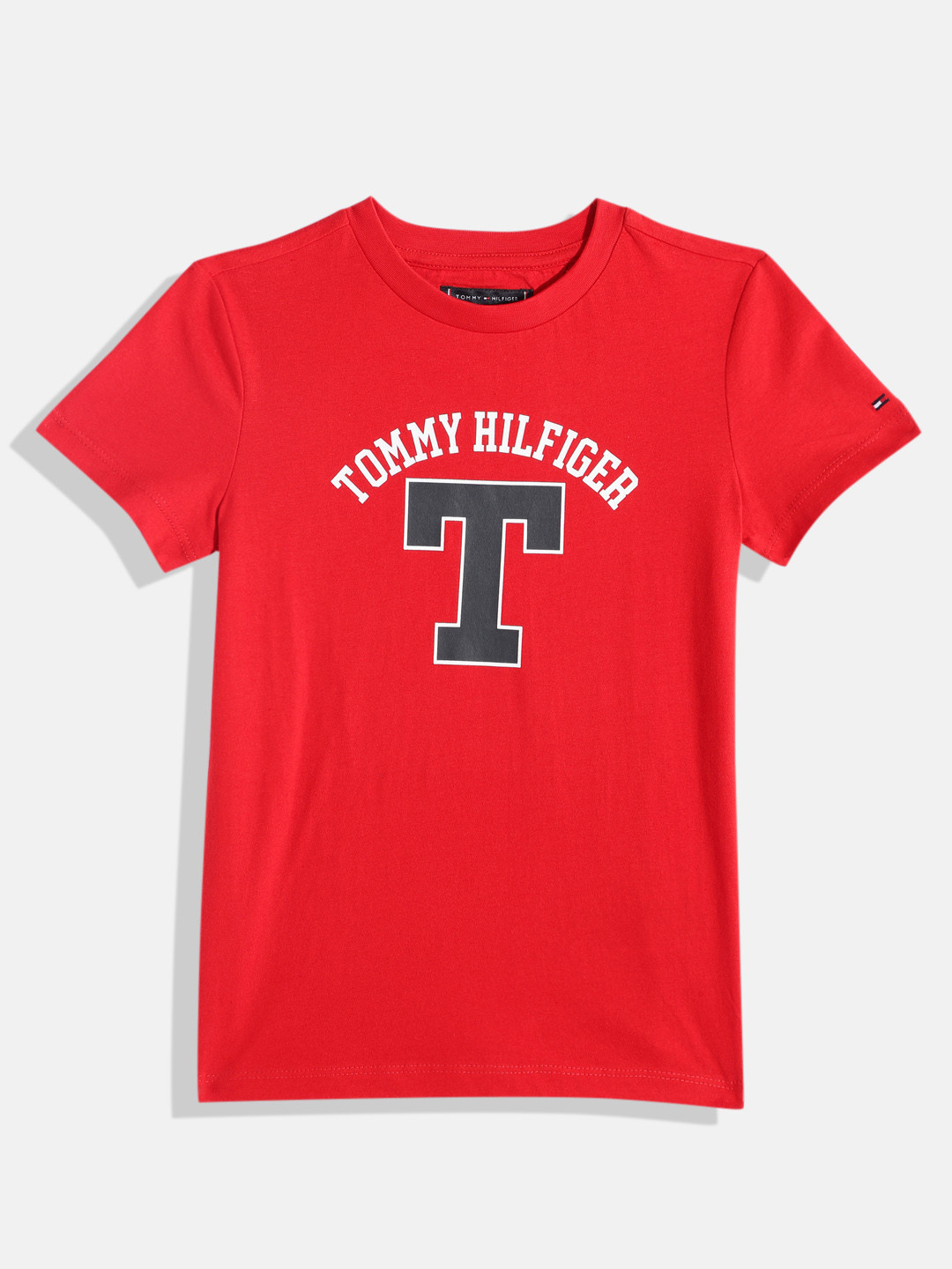 

Tommy Hilfiger Boys Brand Logo Printed Pure Cotton T-shirt, Red