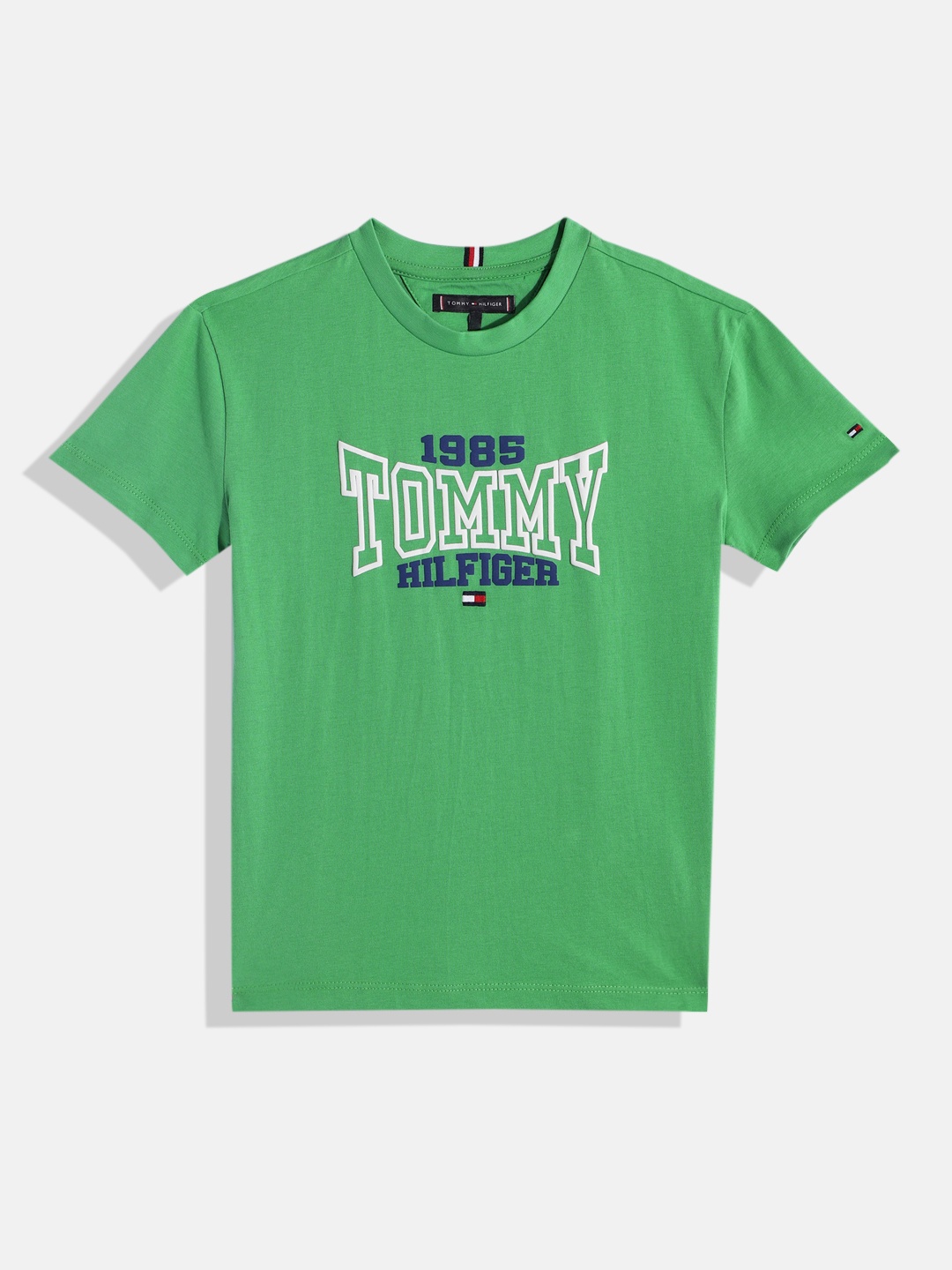

Tommy Hilfiger Boys Brand Logo Printed Pure Cotton T-shirt, Green