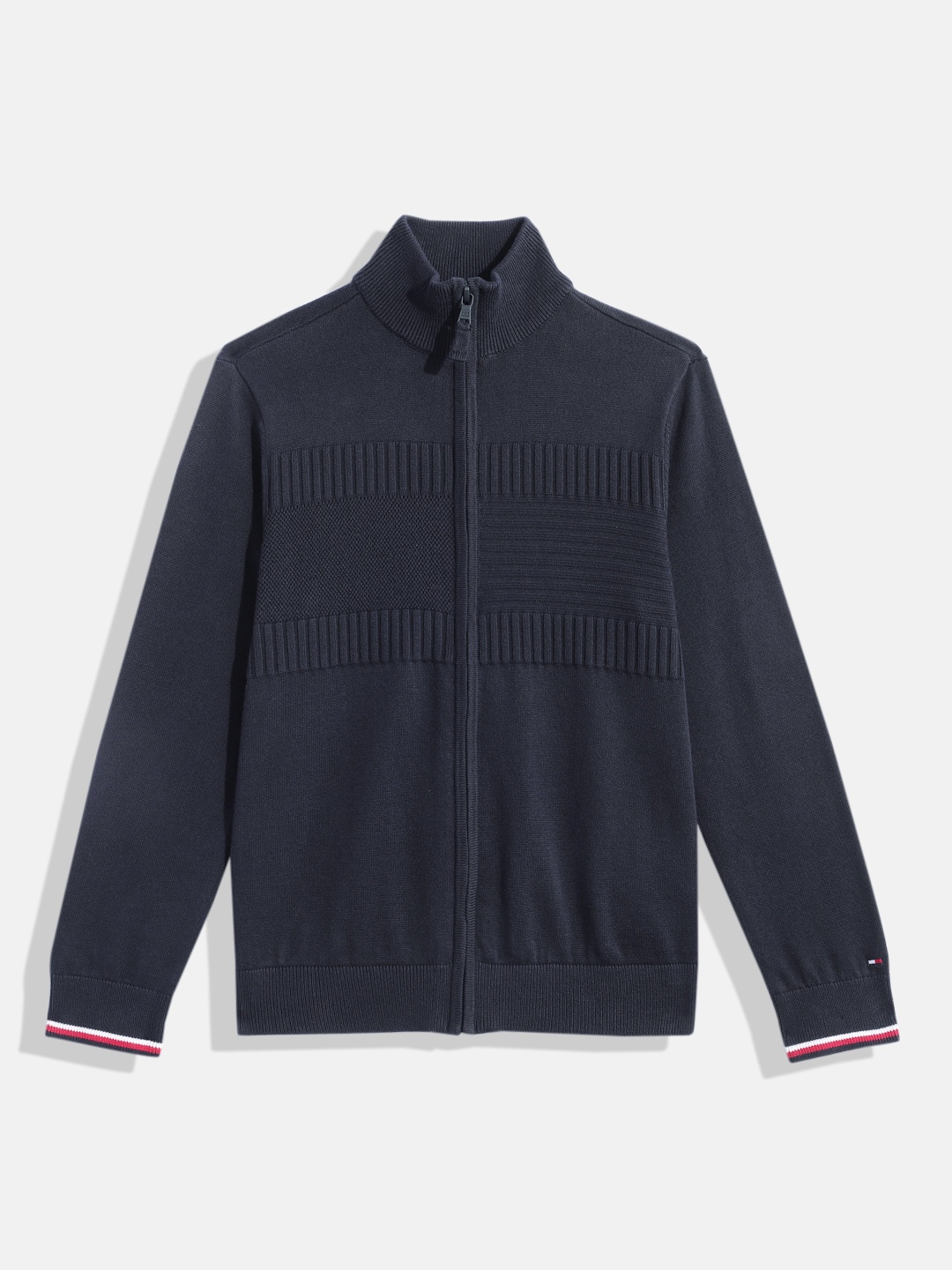

Tommy Hilfiger Boys Self-Design Pure Cotton Knitted Sweatshirt, Navy blue