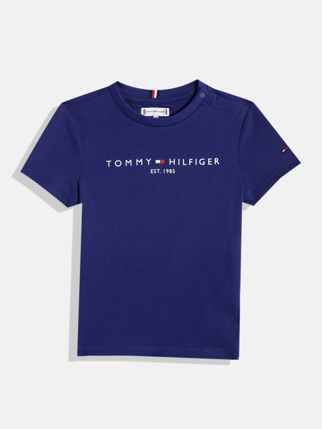 

Tommy Hilfiger Boys Brand Logo Printed Pure Cotton T-shirt, Blue