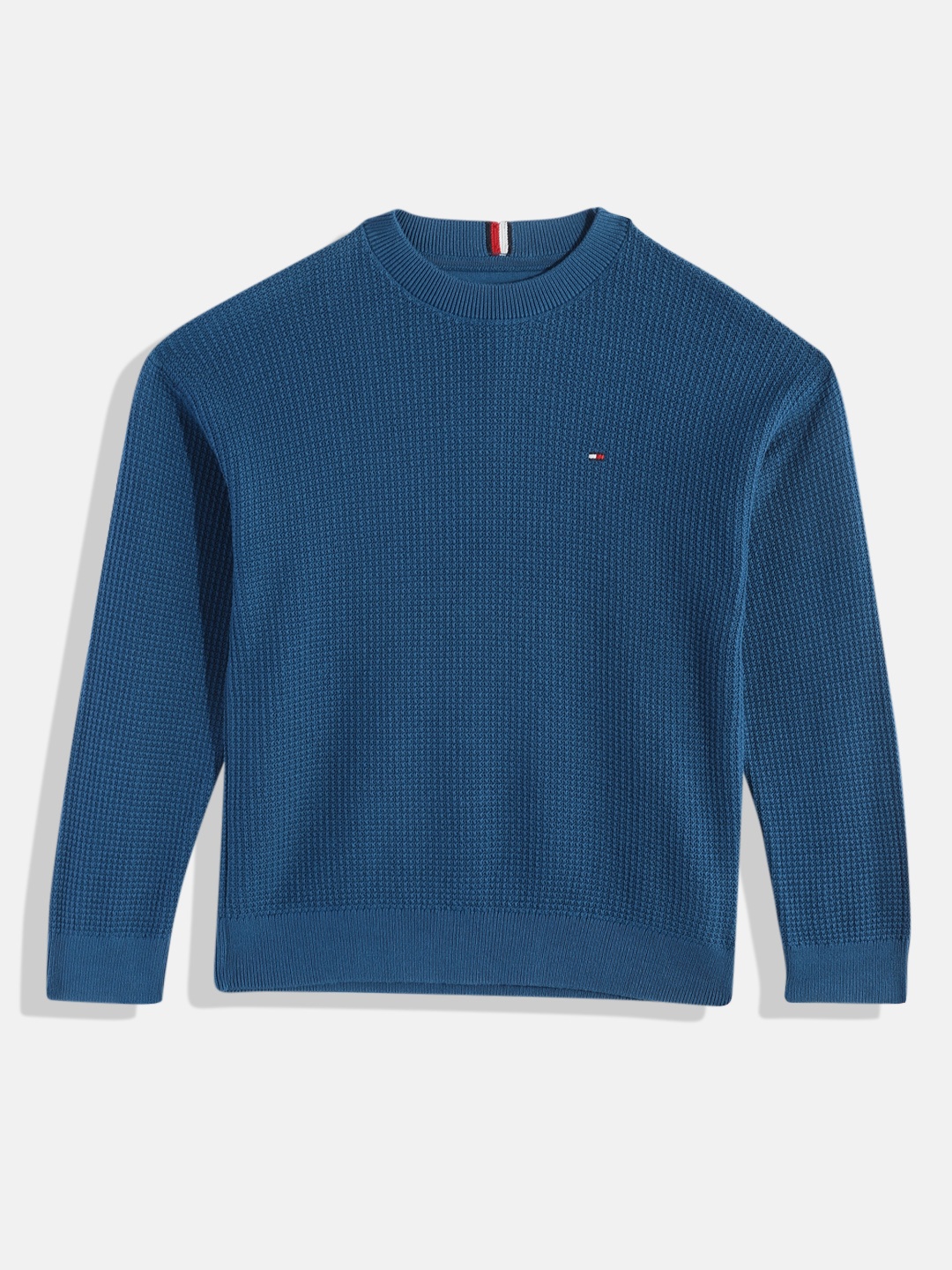 

Tommy Hilfiger Boys Self Design Pure Cotton Pullover, Blue