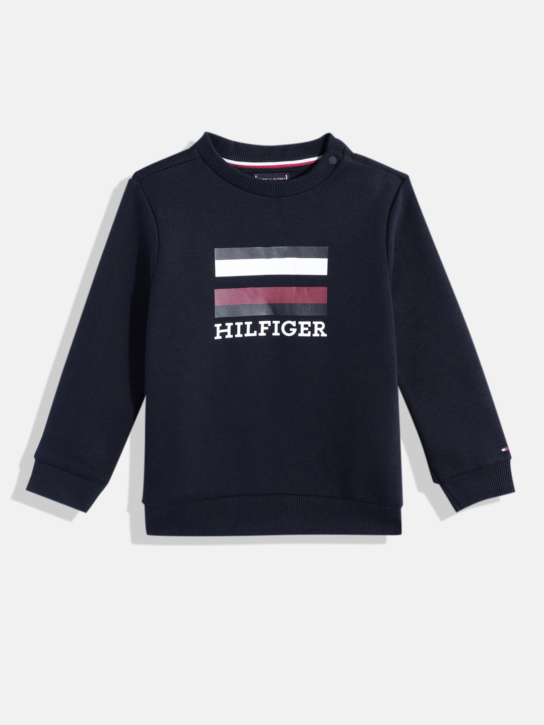 

Tommy Hilfiger Boys Brand Logo Print Knitted Sweatshirt, Navy blue