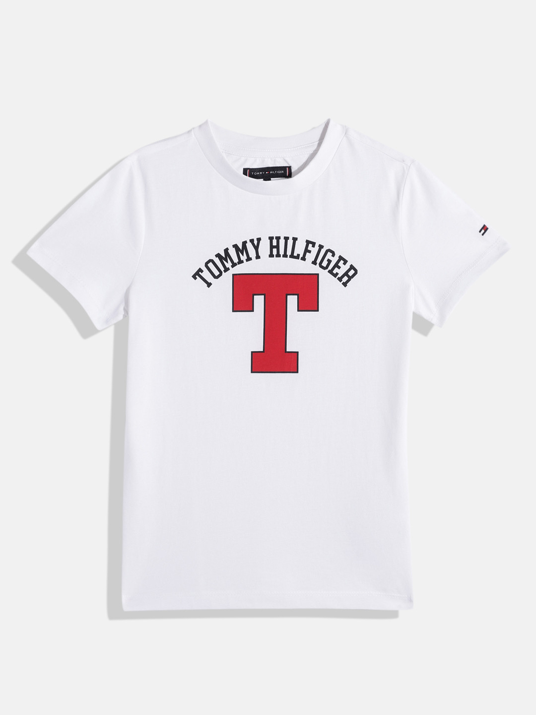 

Tommy Hilfiger Boys Brand Logo Printed Pure Cotton T-shirt, White