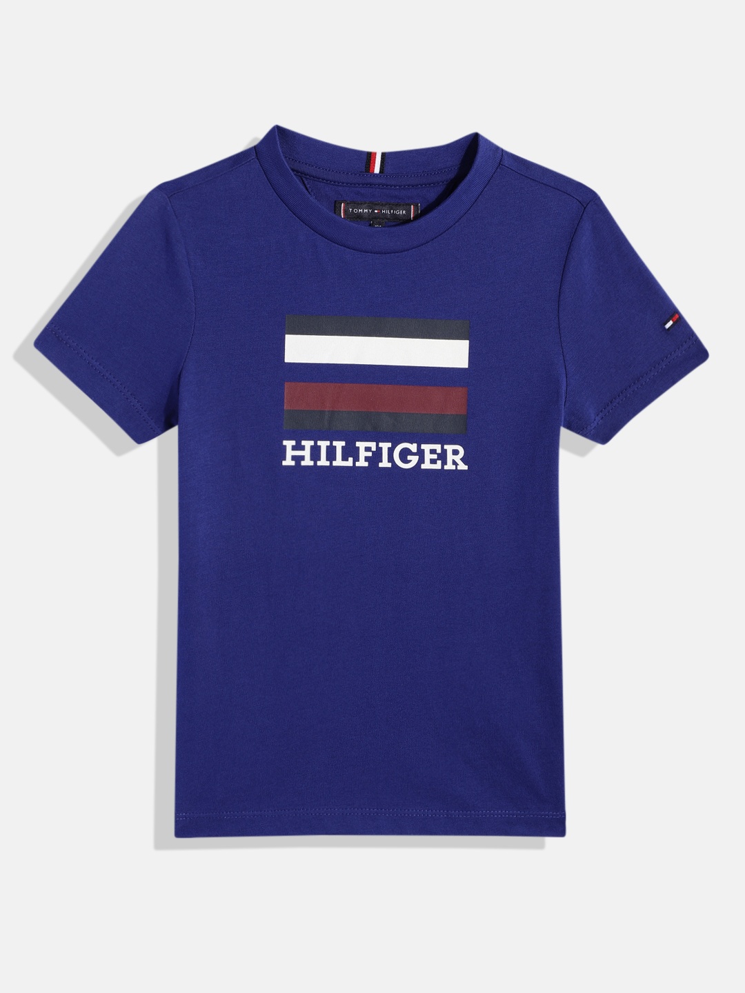 

Tommy Hilfiger Boys Brand Logo Printed Pure Cotton T-shirt, Blue