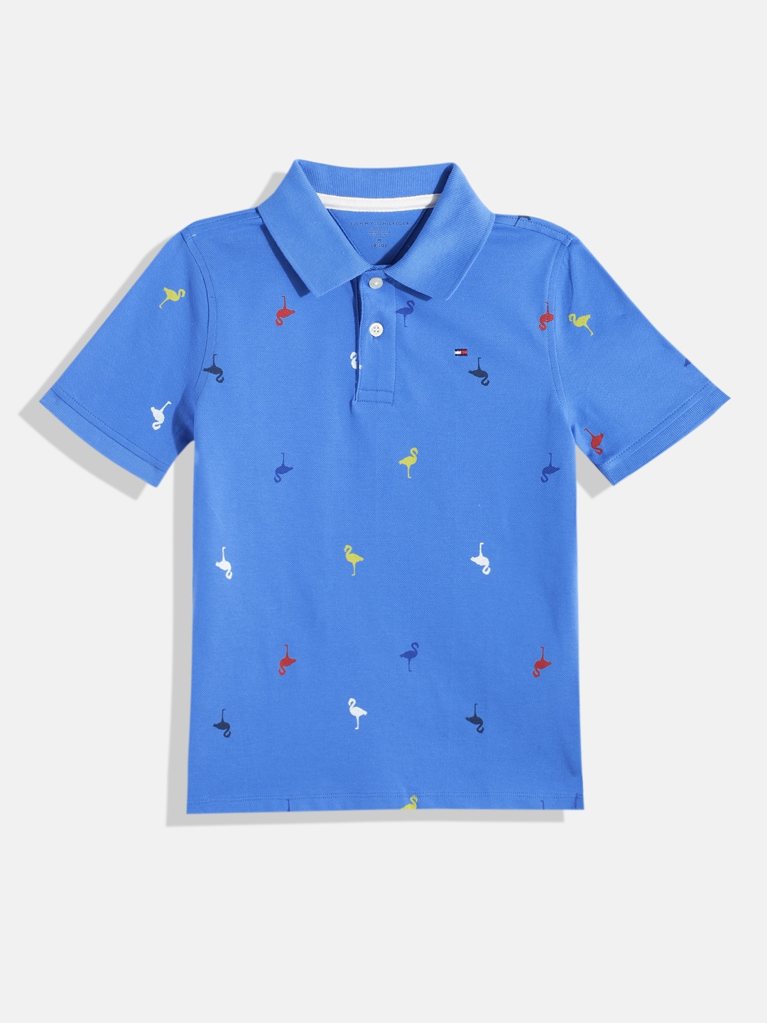 

Tommy Hilfiger Boys Printed Polo Collar Pure Cotton T-shirt, Blue