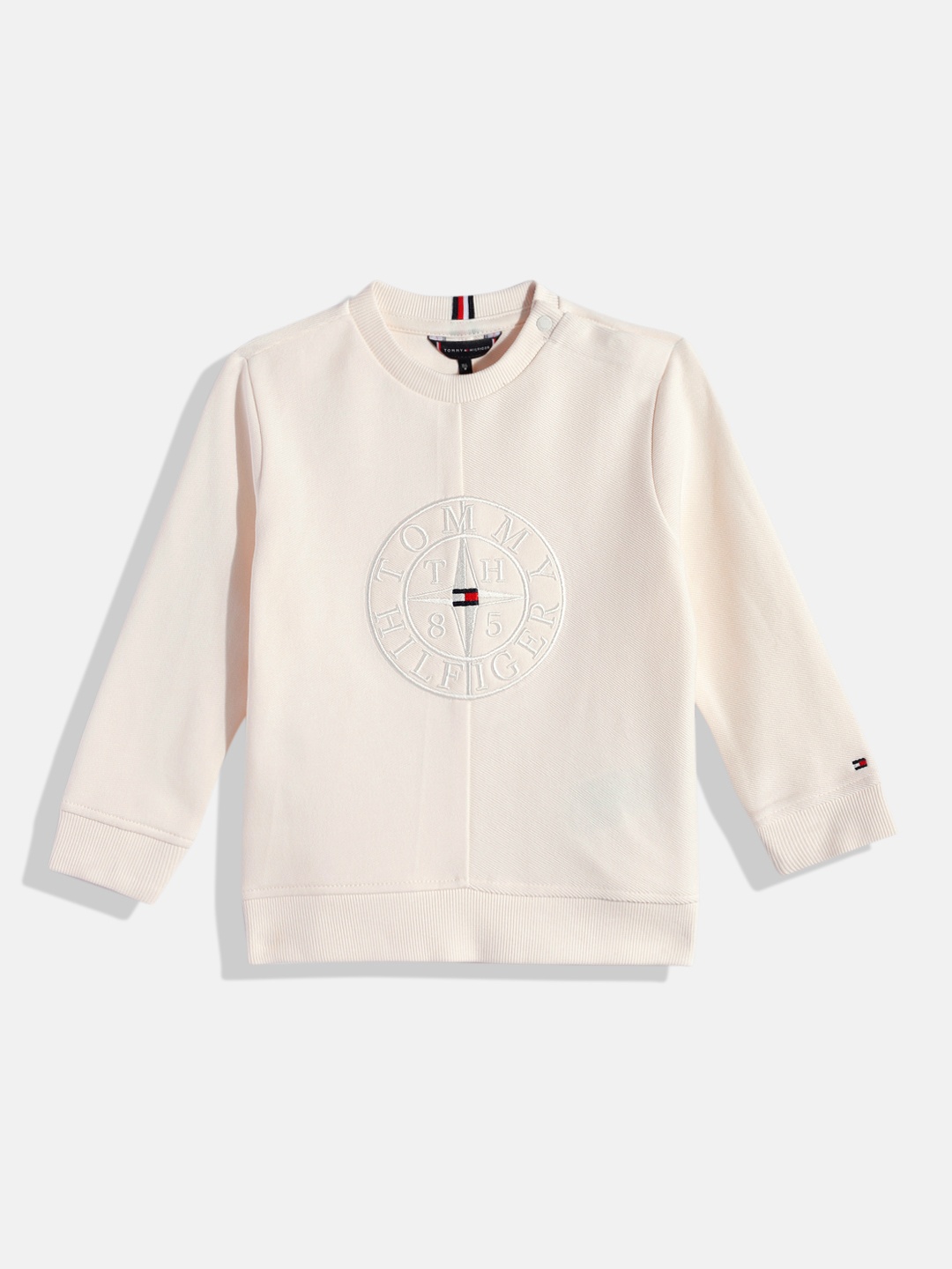 

Tommy Hilfiger Boys Brand Logo Embroidered Pure Cotton Sweatshirt, Off white