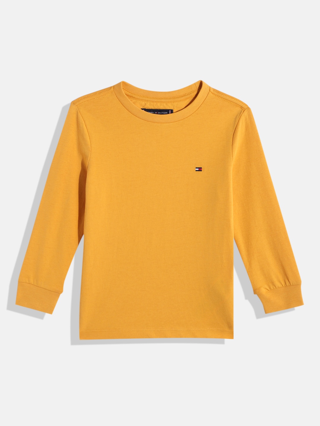 

Tommy Hilfiger Boys Solid Knitted Pure Cotton T-shirt, Yellow