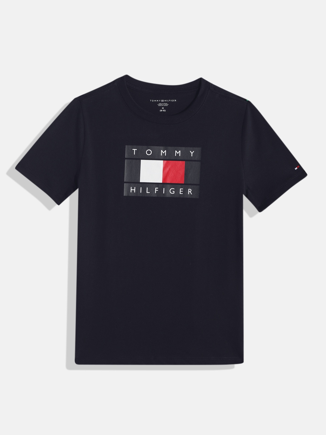 

Tommy Hilfiger Boys Brand Logo Print Knitted Pure Cotton T-shirt, Navy blue
