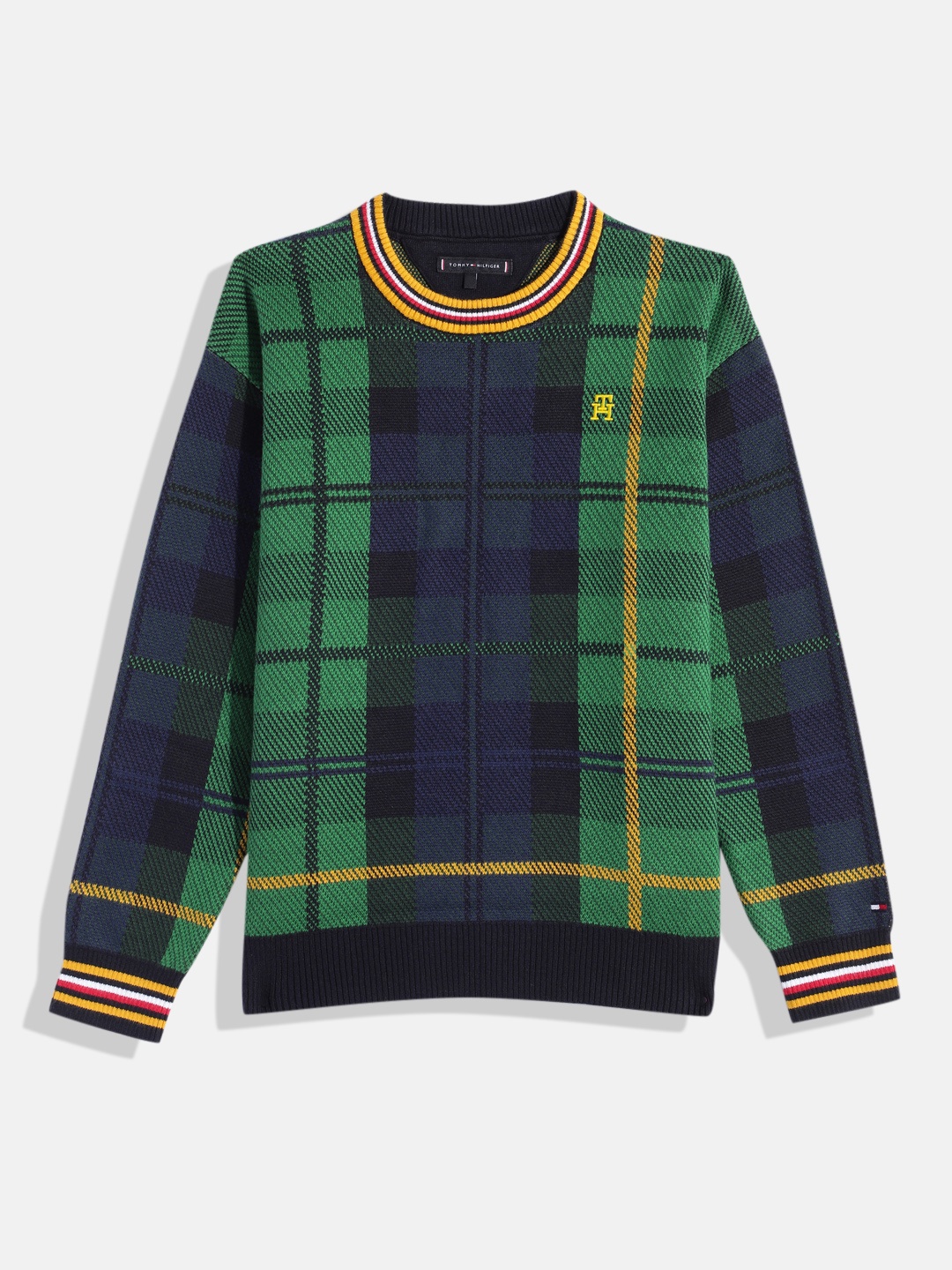

Tommy Hilfiger Boys Checked Pure Cotton Sweatshirt, Navy blue