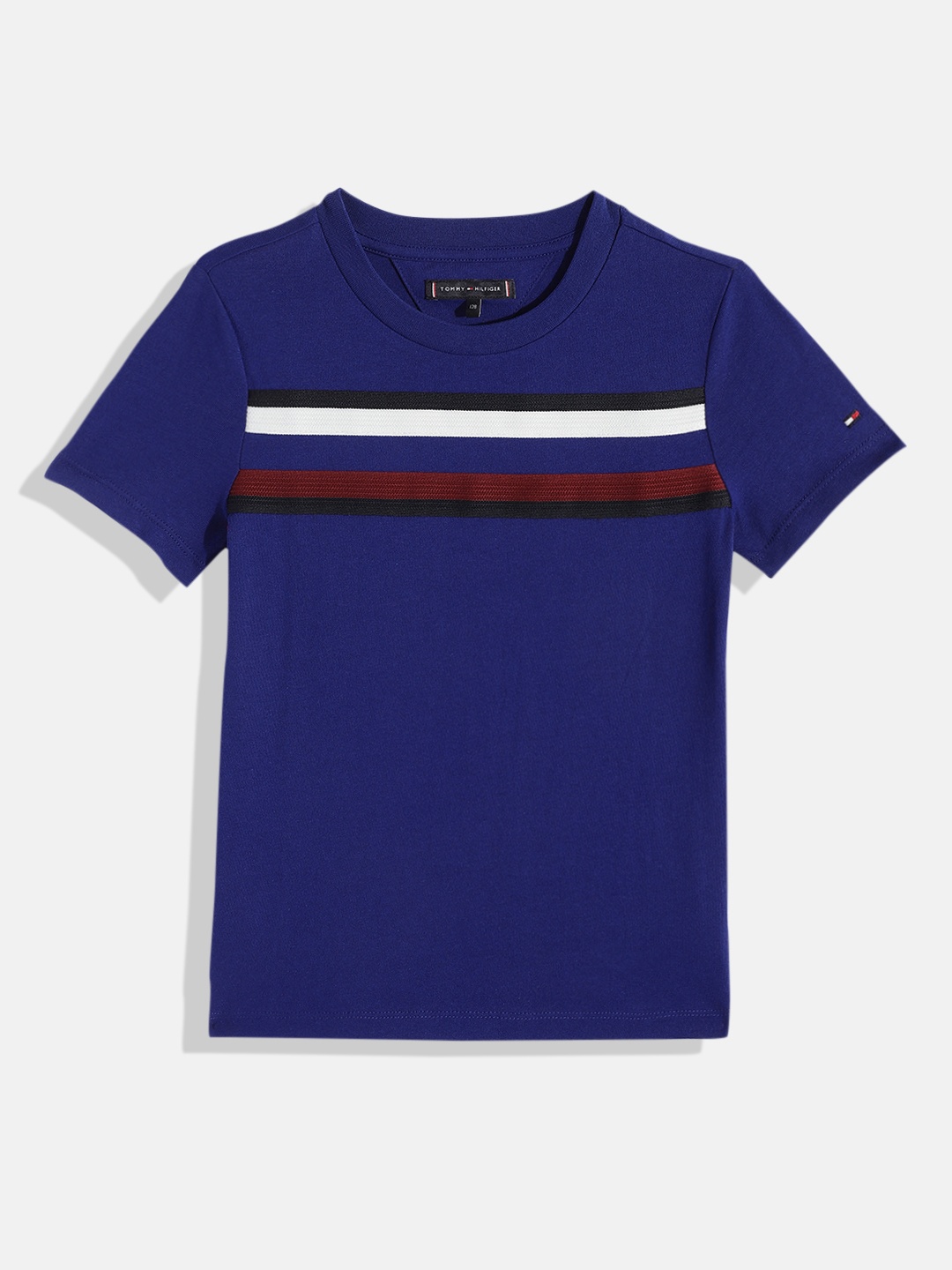 

Tommy Hilfiger Boys Striped Pure Cotton T-shirt, Blue