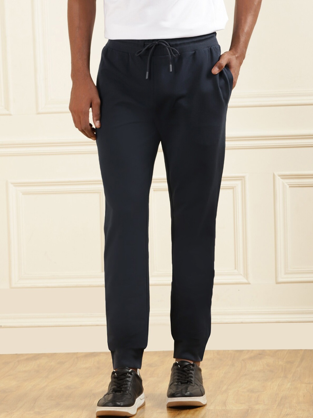

HACKETT LONDON Men Mid-Rise Cotton Joggers, Navy blue