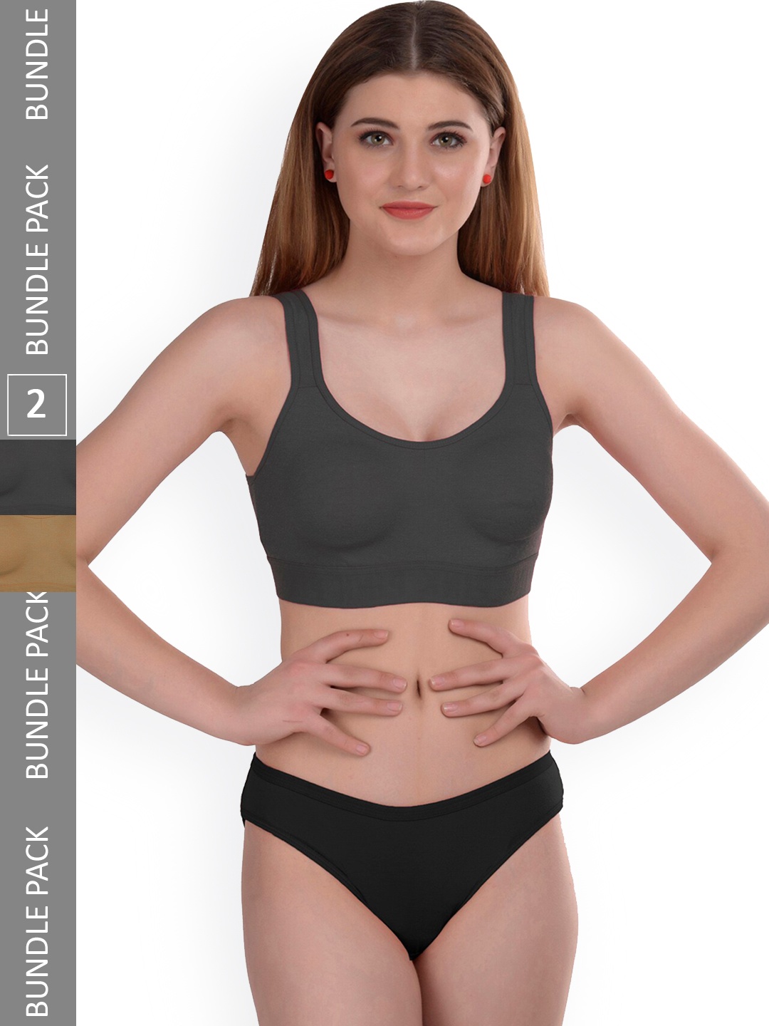 

AROUSY Pack Of 2 Cotton Lingerie Set AP_R_Gayla Set_Brown,Black_30