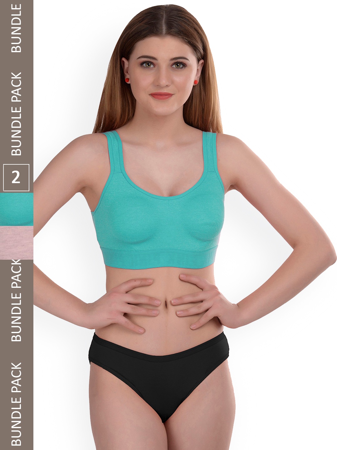 

AROUSY Women Pack Of 2 Cotton Lingerie Set AP_R_Gayla Set_Blue,Pink_30, Turquoise blue