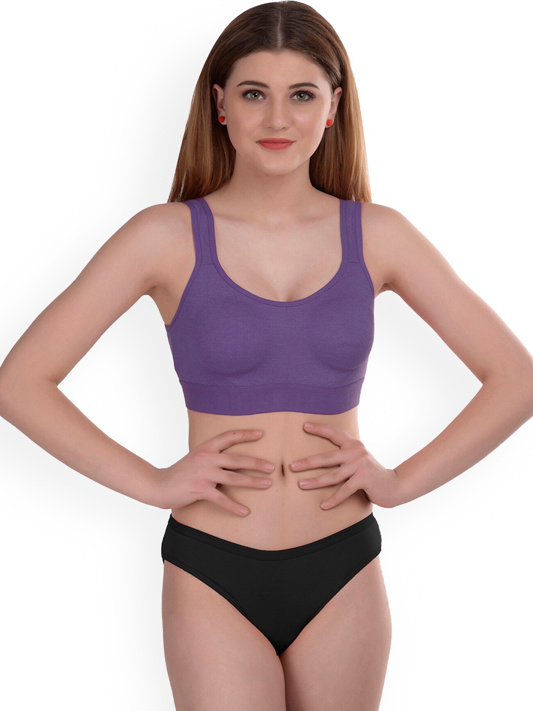 

Aamarsh Non-Padded Non-Wired Cups Seamless Cotton Lingerie Set-AP_R_Gayla Set_Purple_30