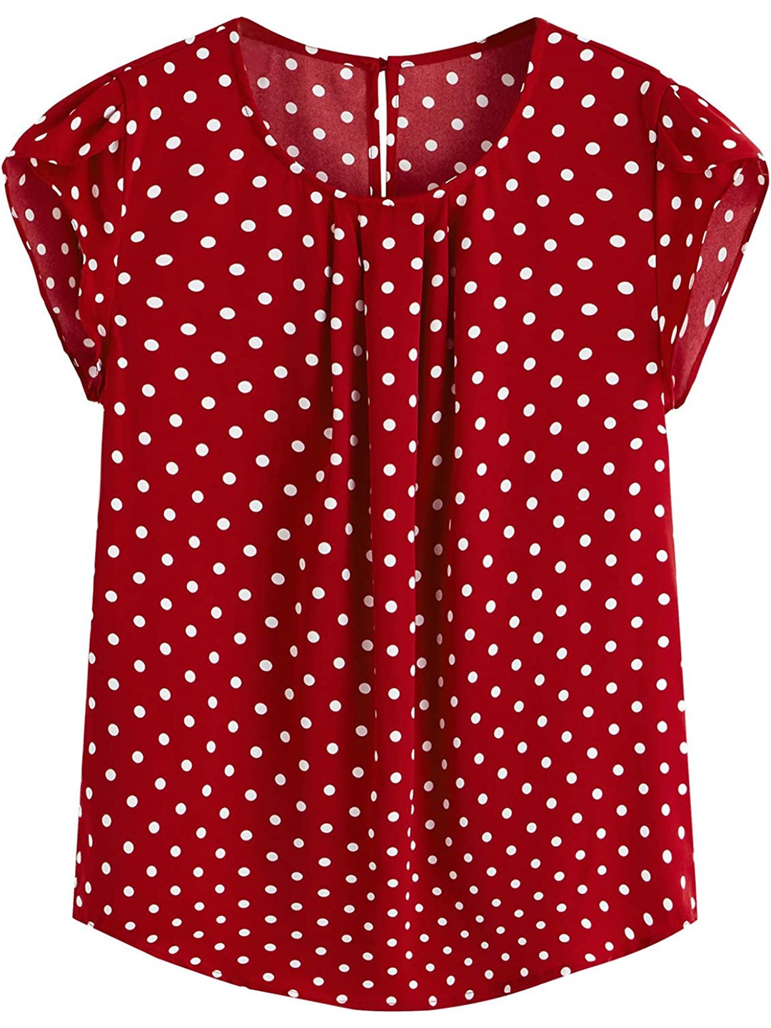 

Samsara Couture Red Polka Dot Print Indigo Crepe Top