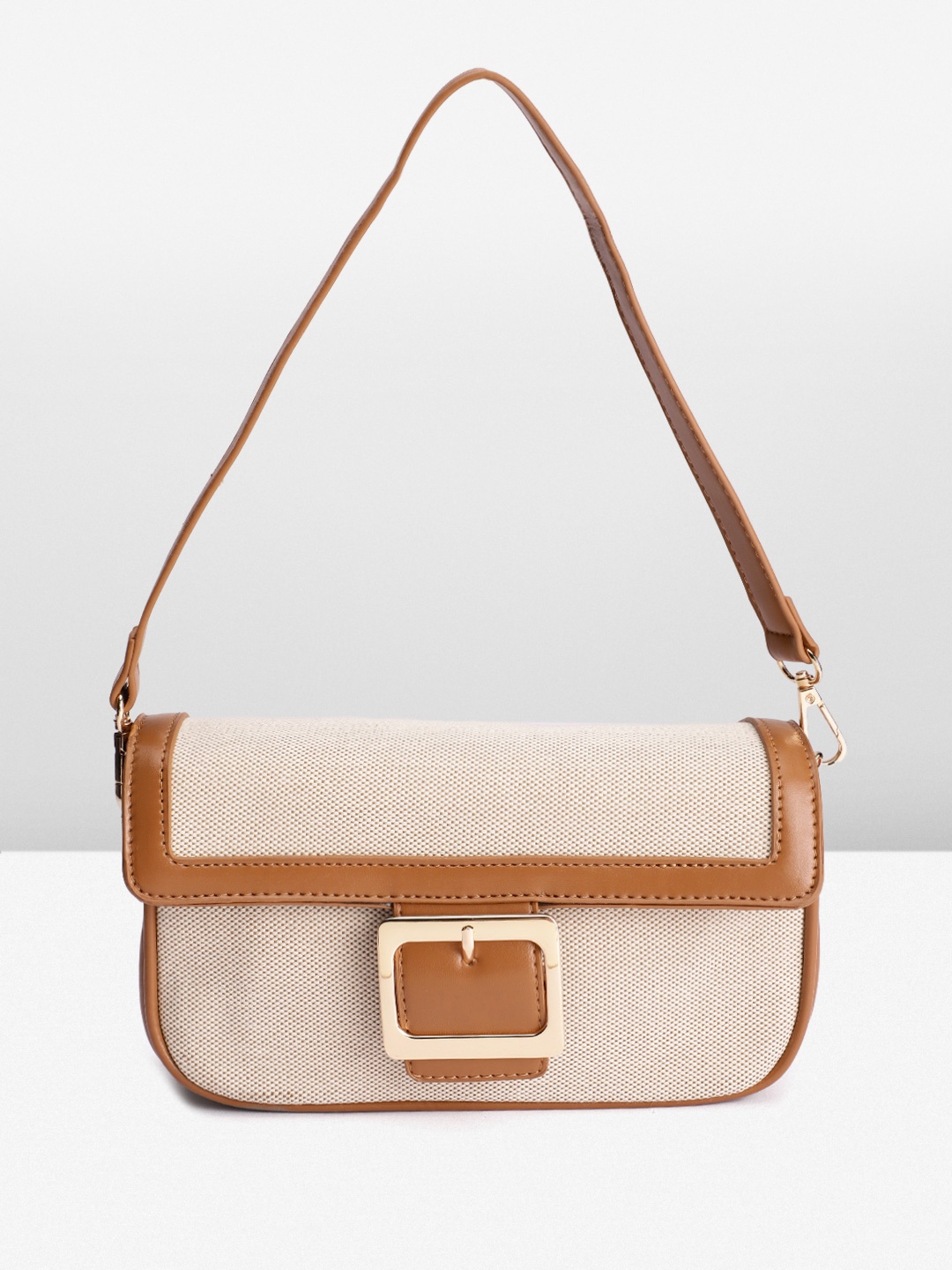 

DOROTHY PERKINS Women Colourblocked Structured Shoulder Bag, Beige