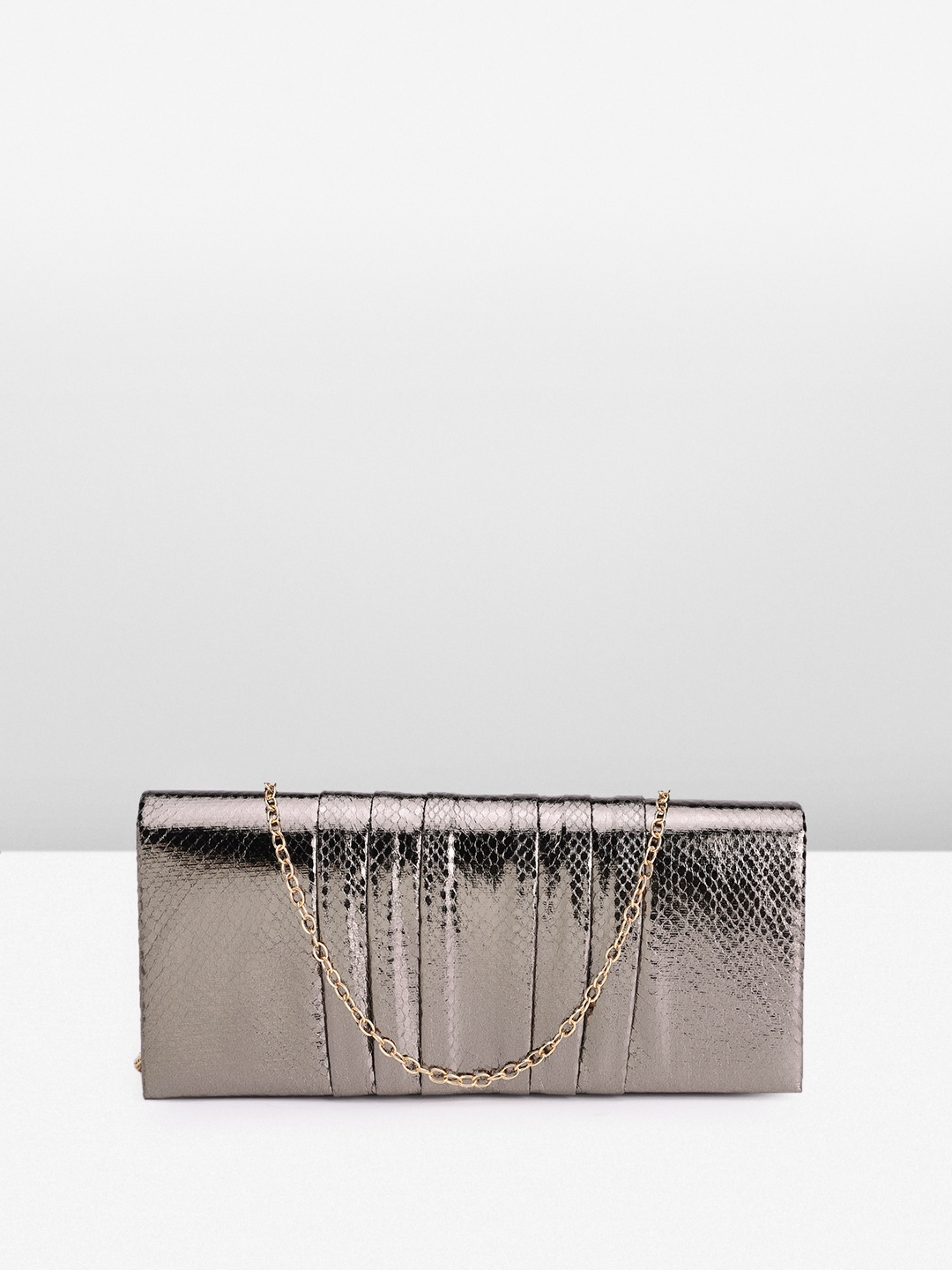 

DOROTHY PERKINS Women Snake Skin Textured Structured Sling Bag, Metallic