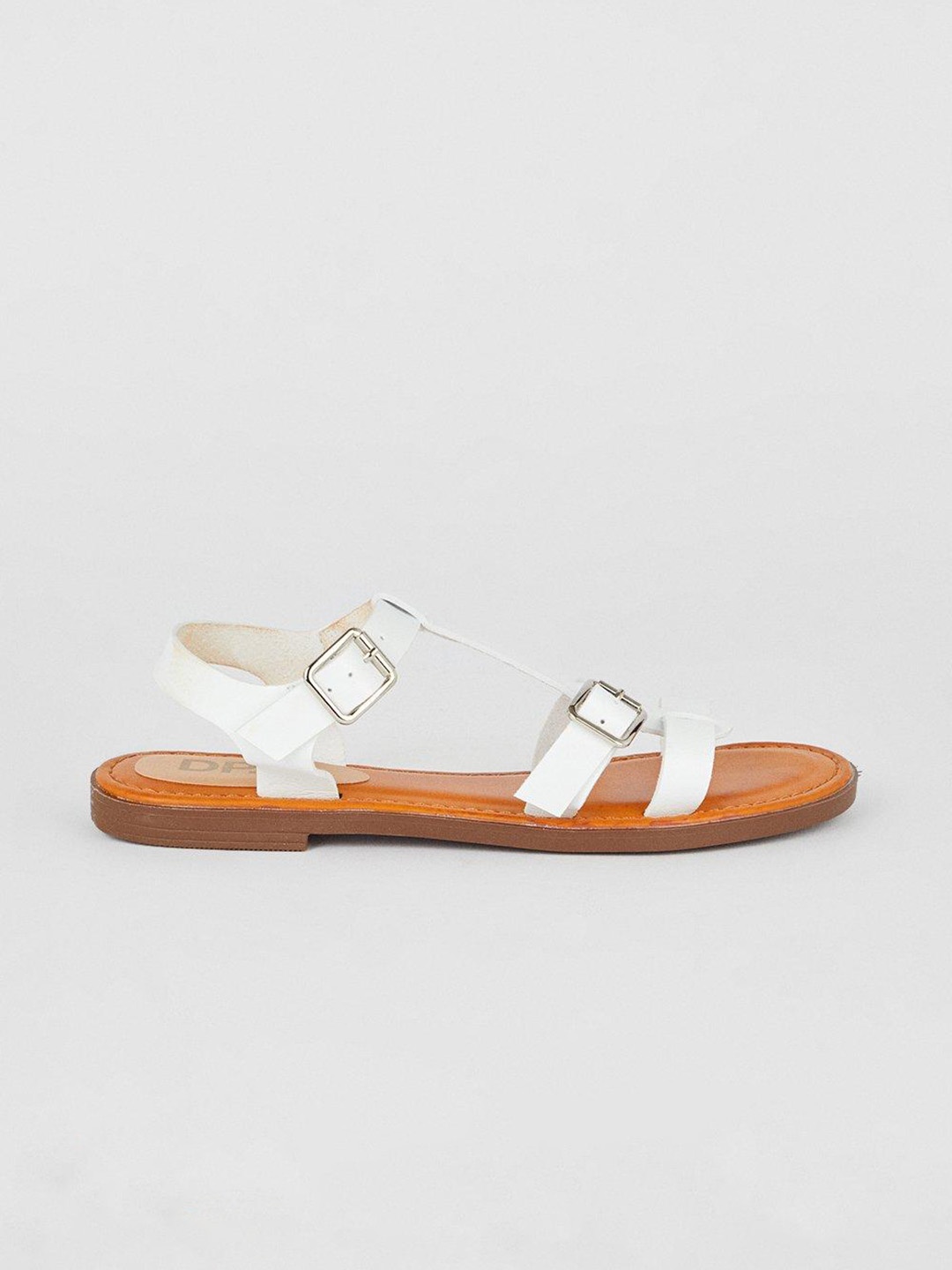 

DOROTHY PERKINS Women Open Toe Flats with Buckles, White