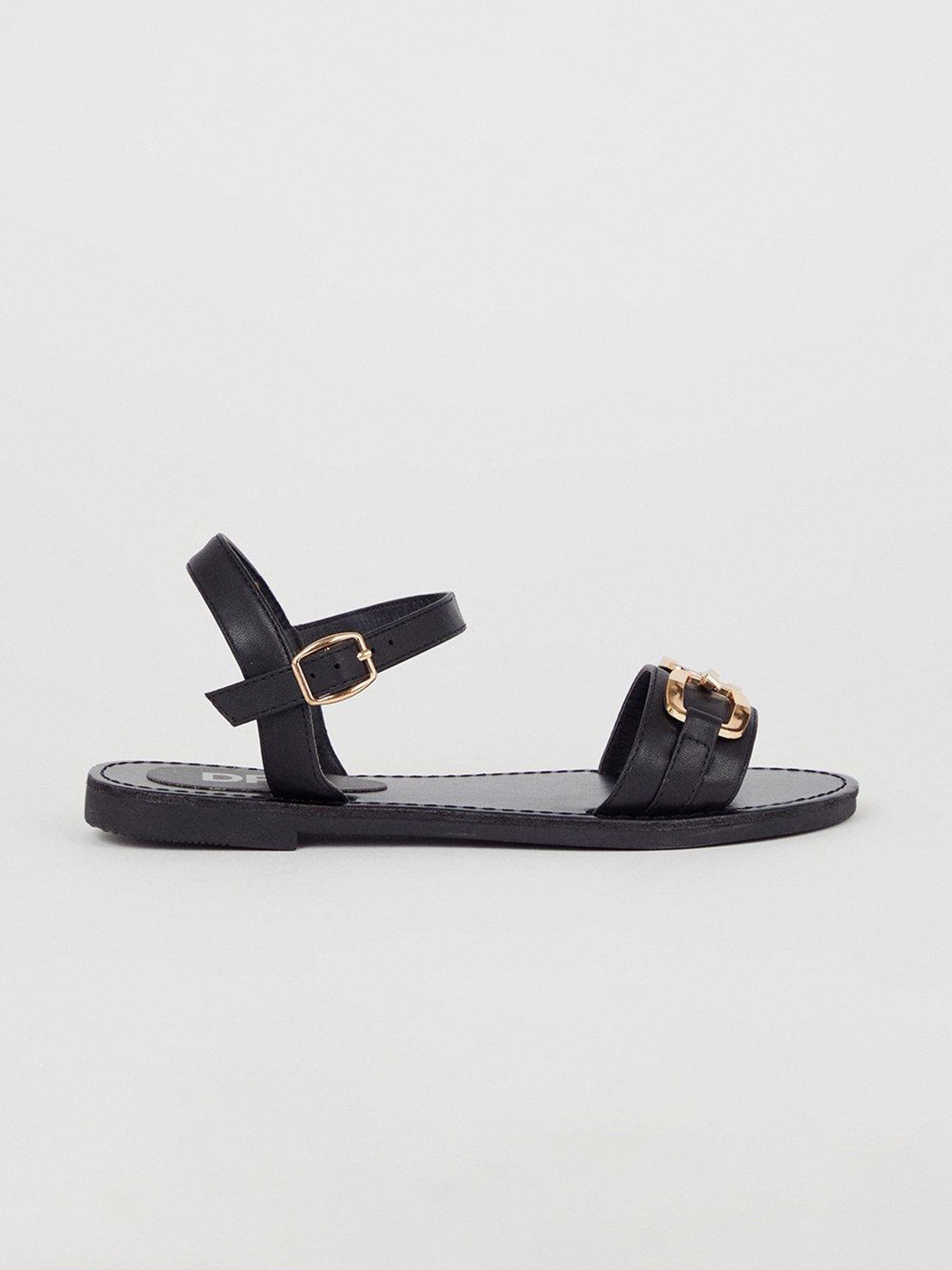 

DOROTHY PERKINS Women Chain Detail Open Toe Flats, Black