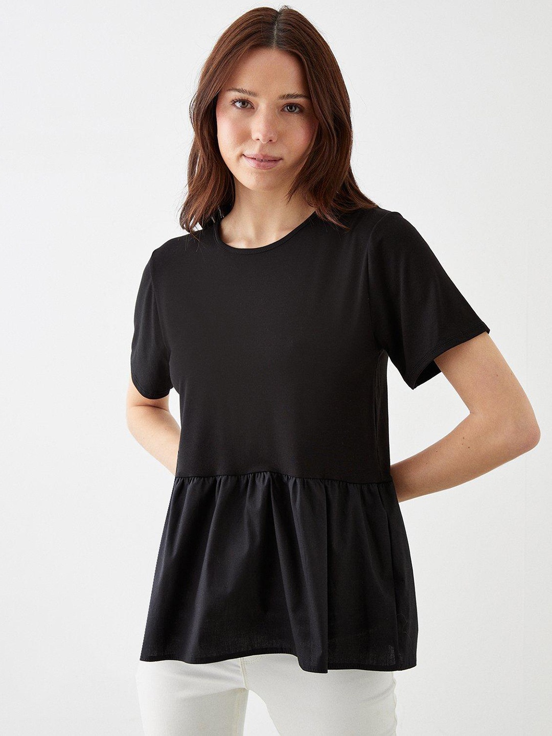 

DOROTHY PERKINS Solid A-Line Top, Black