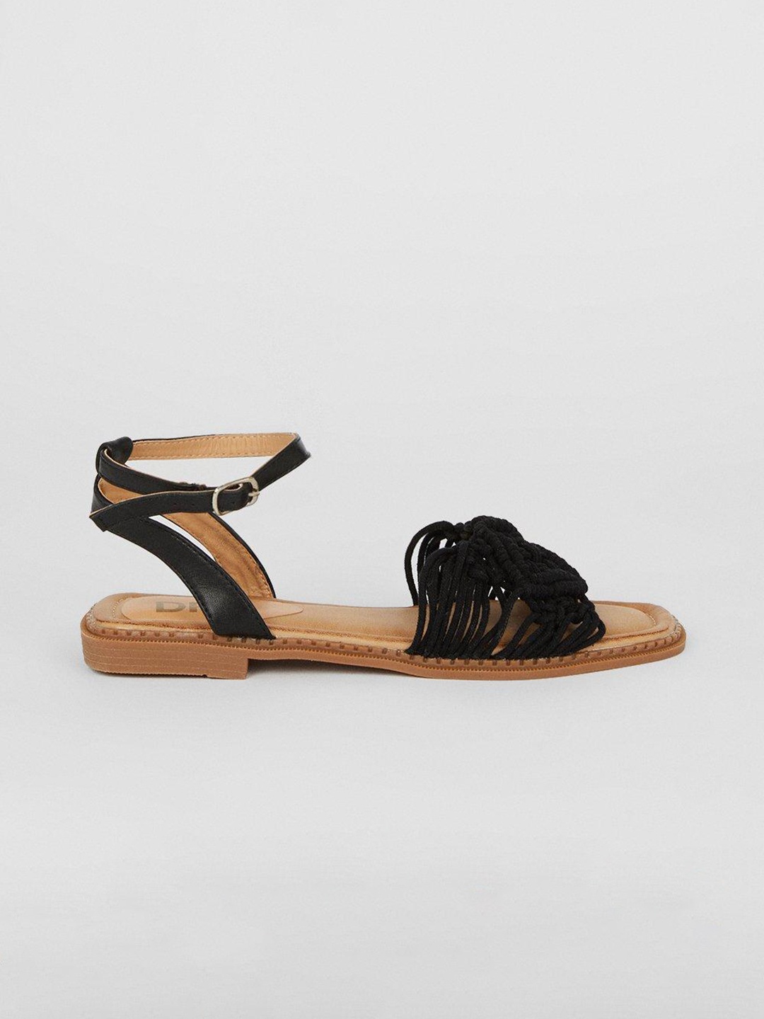 

DOROTHY PERKINS Women Woven Design Mid-Top Open Toe Flats, Black