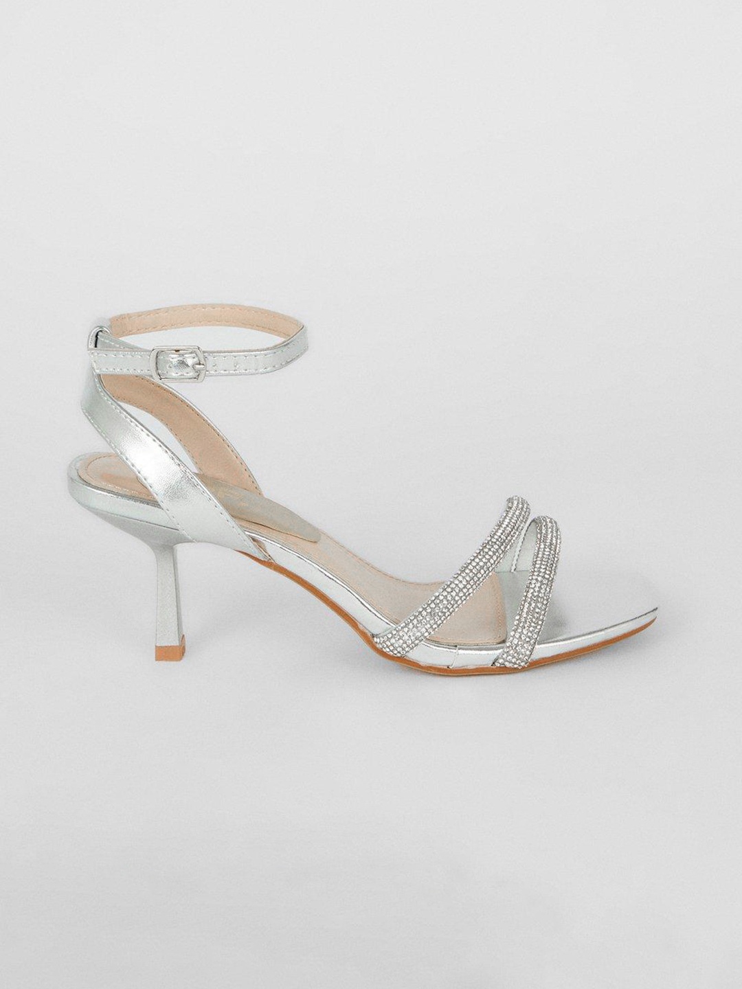 

DOROTHY PERKINS Women Mid-Top Embellished Party Slim Heels, Silver