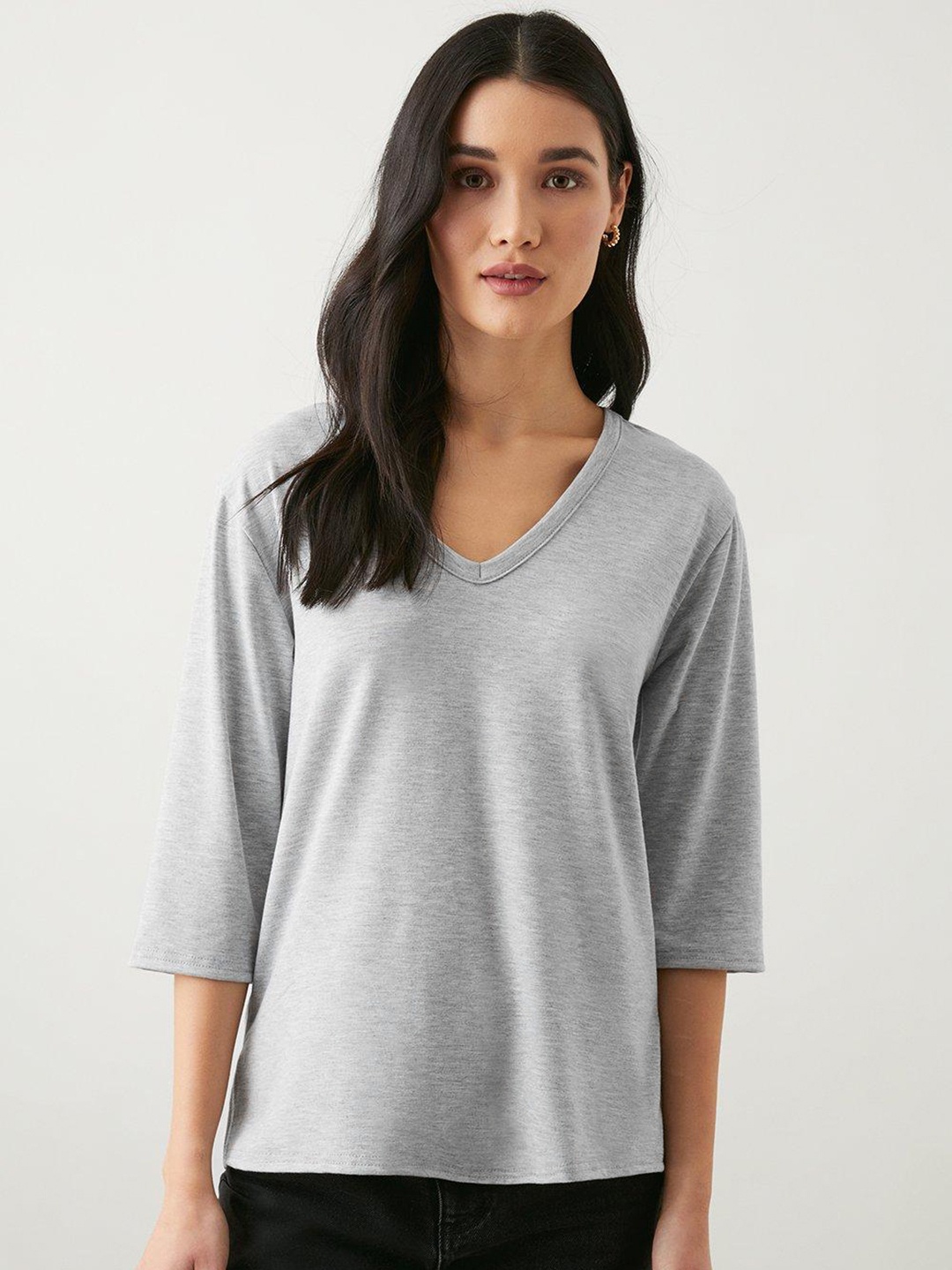 

DOROTHY PERKINS Melange Effect Side Slit Top, Grey melange