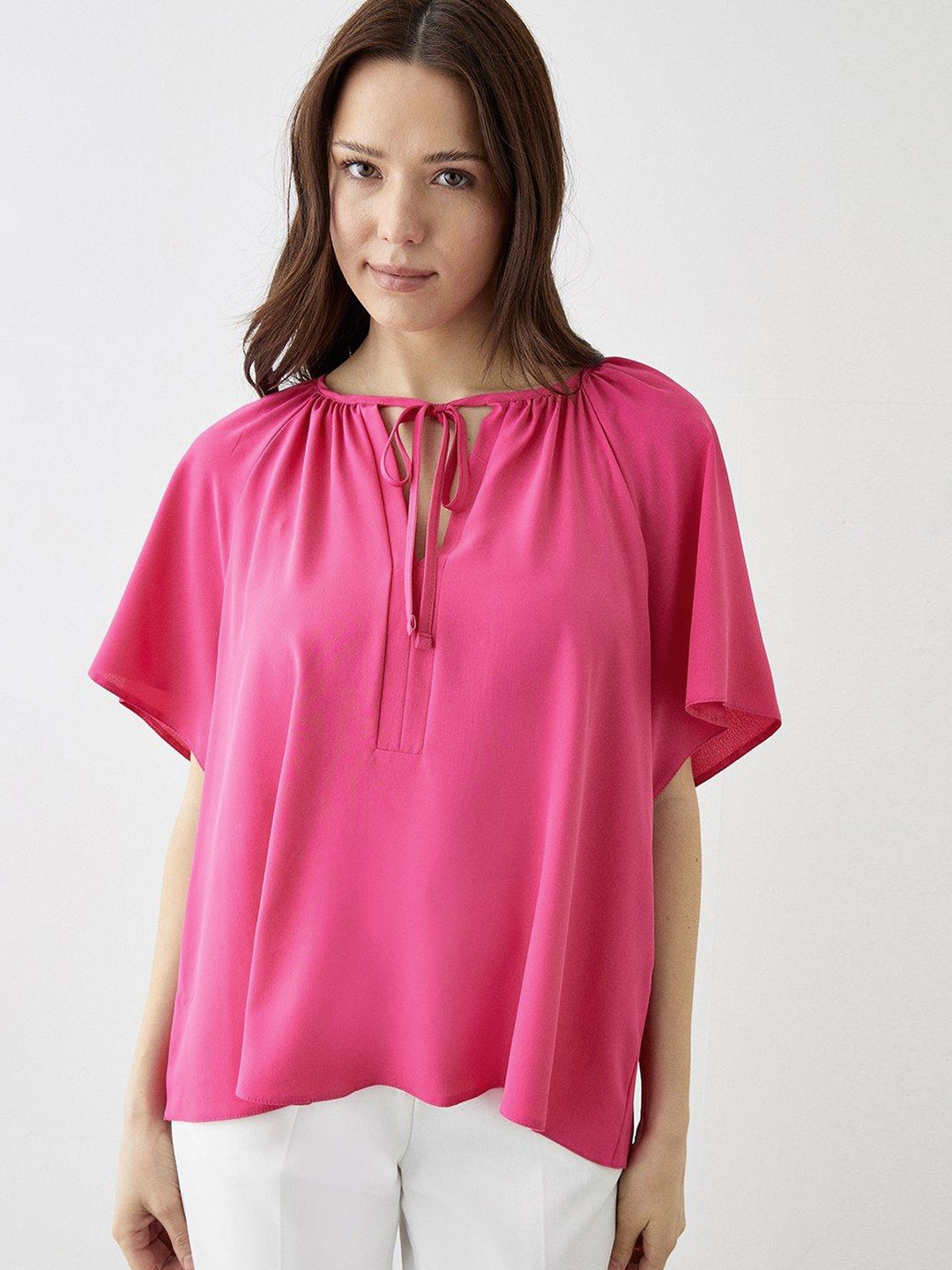 

DOROTHY PERKINS Tie-Up Neck Top, Pink