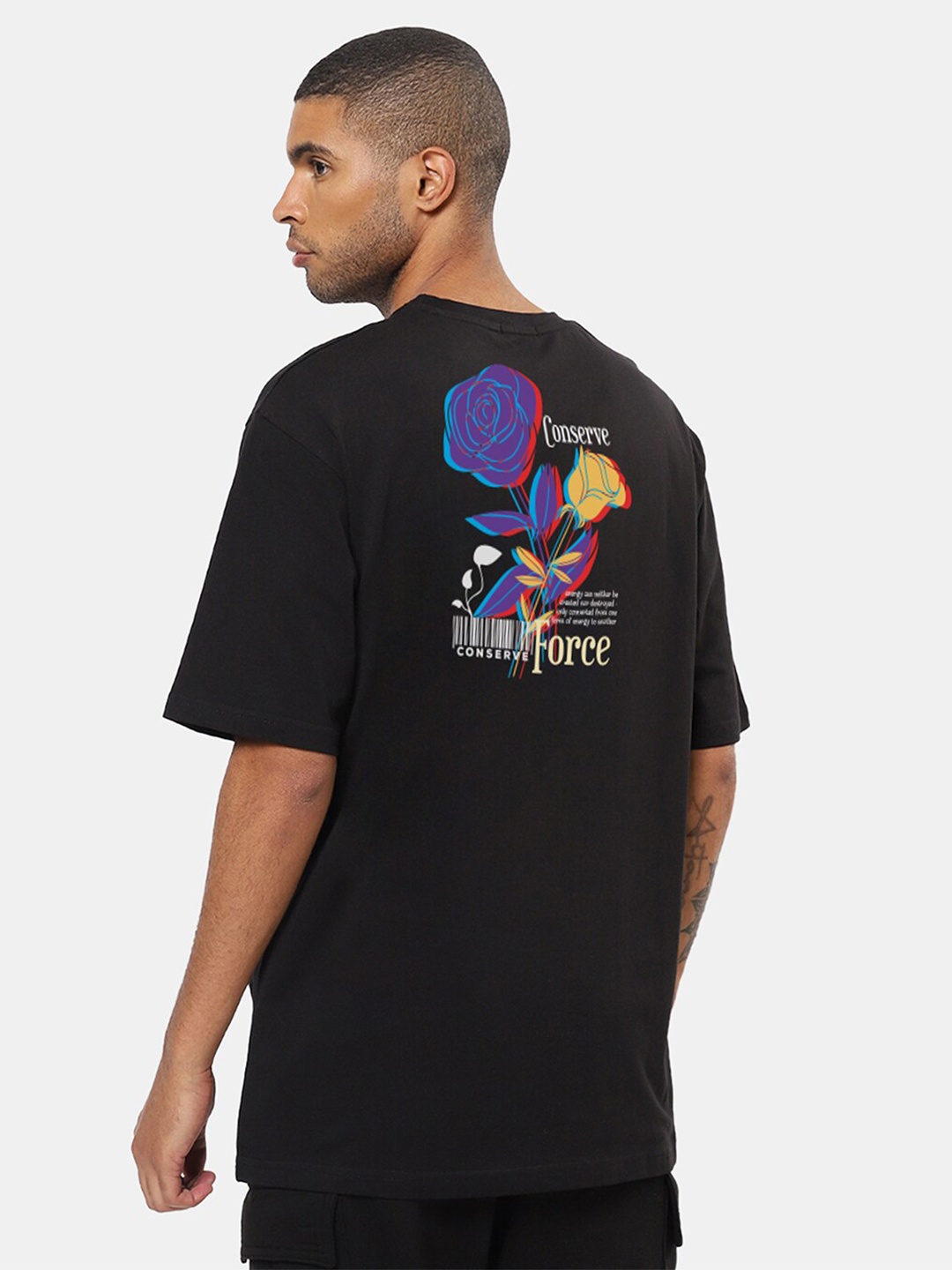 Mad Over Print Graphic Printed Drop Shoulder Oversized Cotton T-shirt, Black