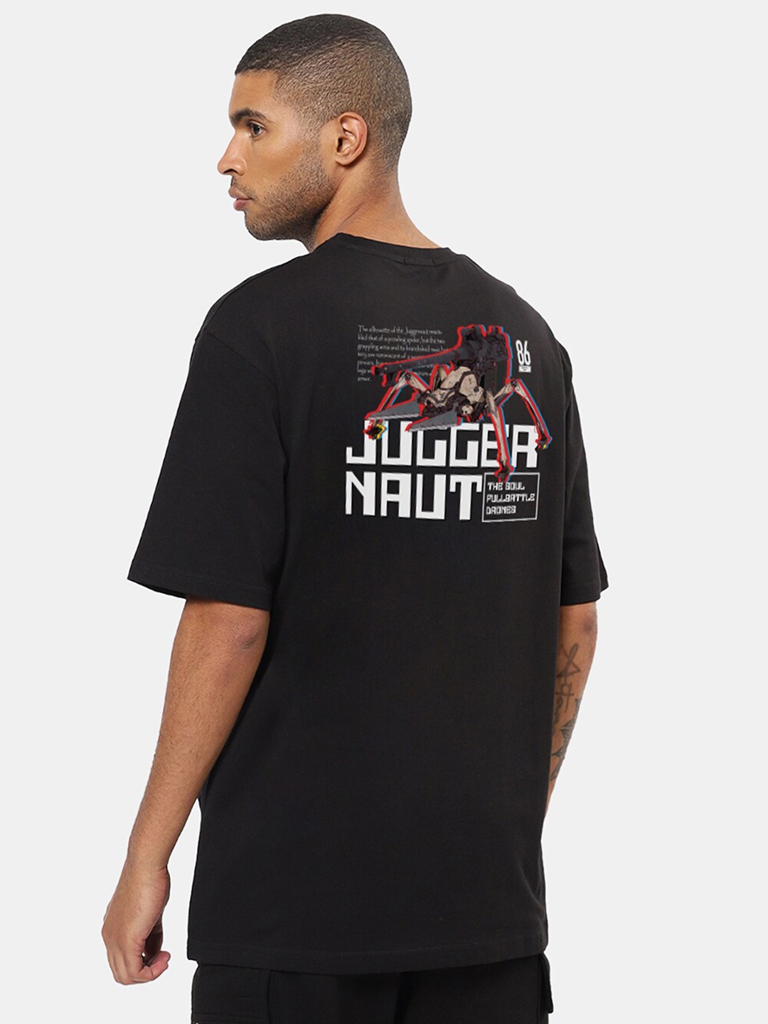 

Mad Over Print Typography Printed Oversized Cotton T-shirt, Black