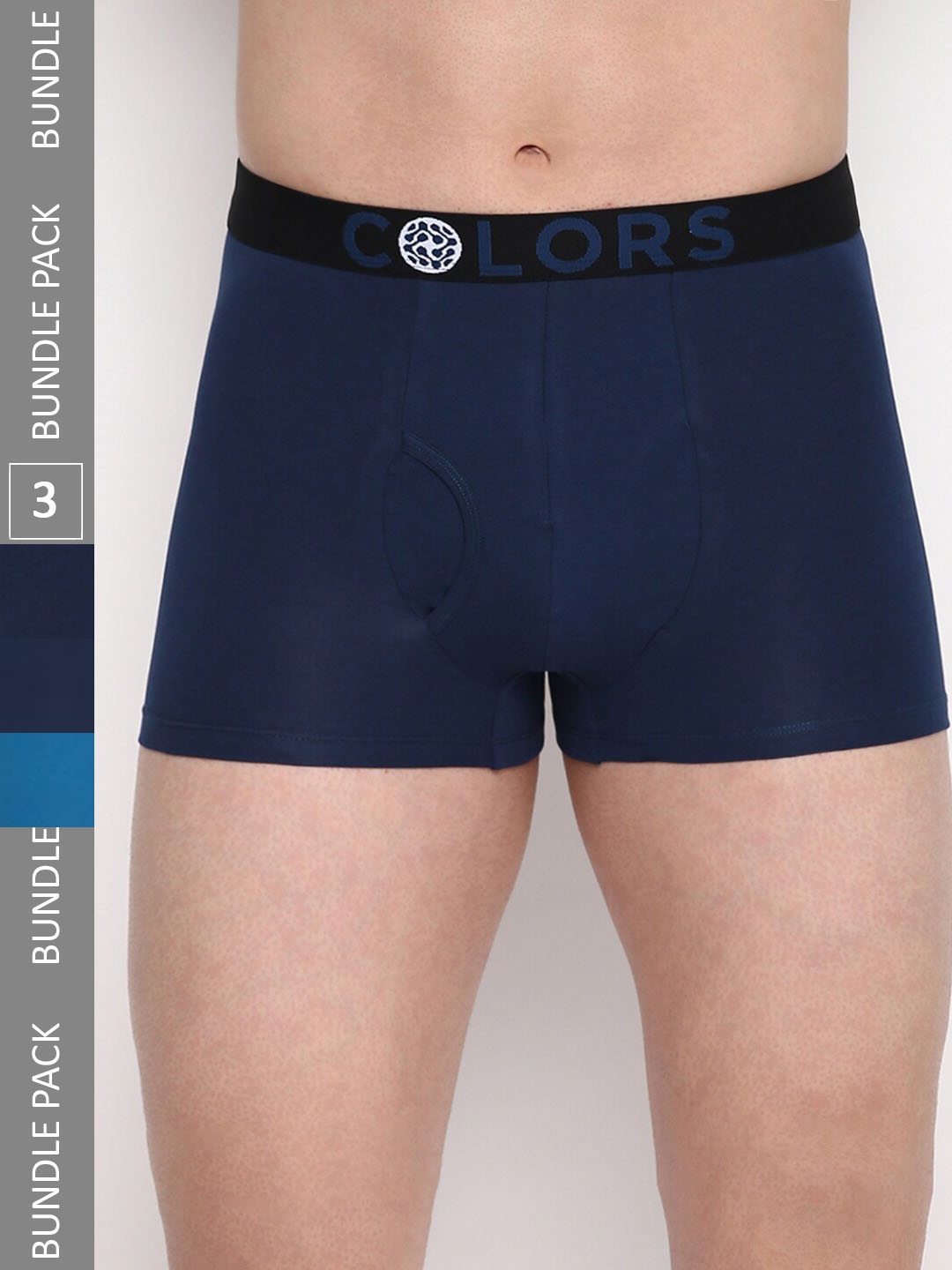 

COLORS by Rupa Frontline Pack Of 3 Cotton Mid-Rise Trunks CR_TRK_101_ArfrcBlu_P3_80, Blue
