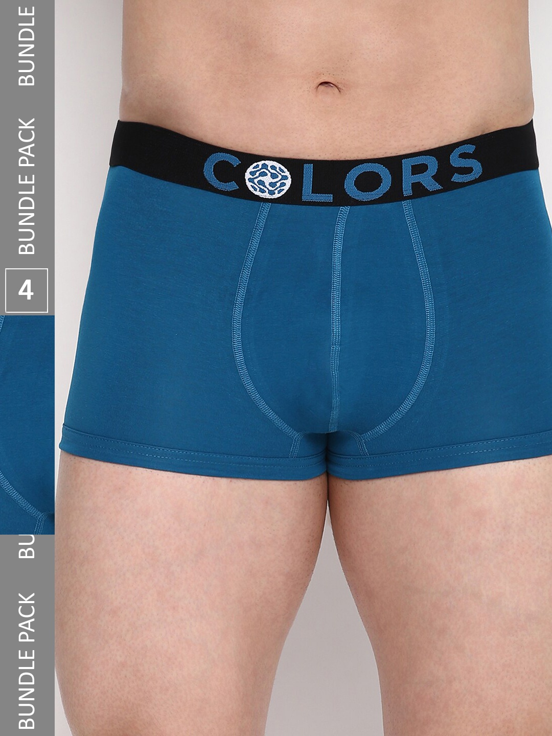 

COLORS by Rupa Frontline Pack Of 4 Cotton Mid-Rise Trunks CR_MM.TRK_108_PckBlu_P4_95, Blue