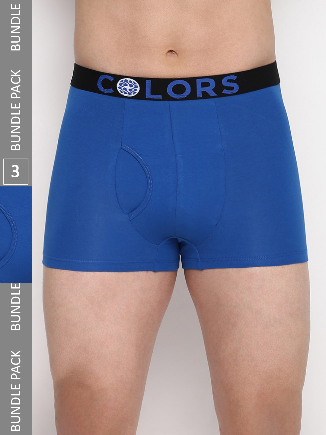 

COLORS by Rupa Frontline Pack Of 3 Brand Logo Cotton Trunks CR_TRK_101_RylBlue_P3_95-, Blue
