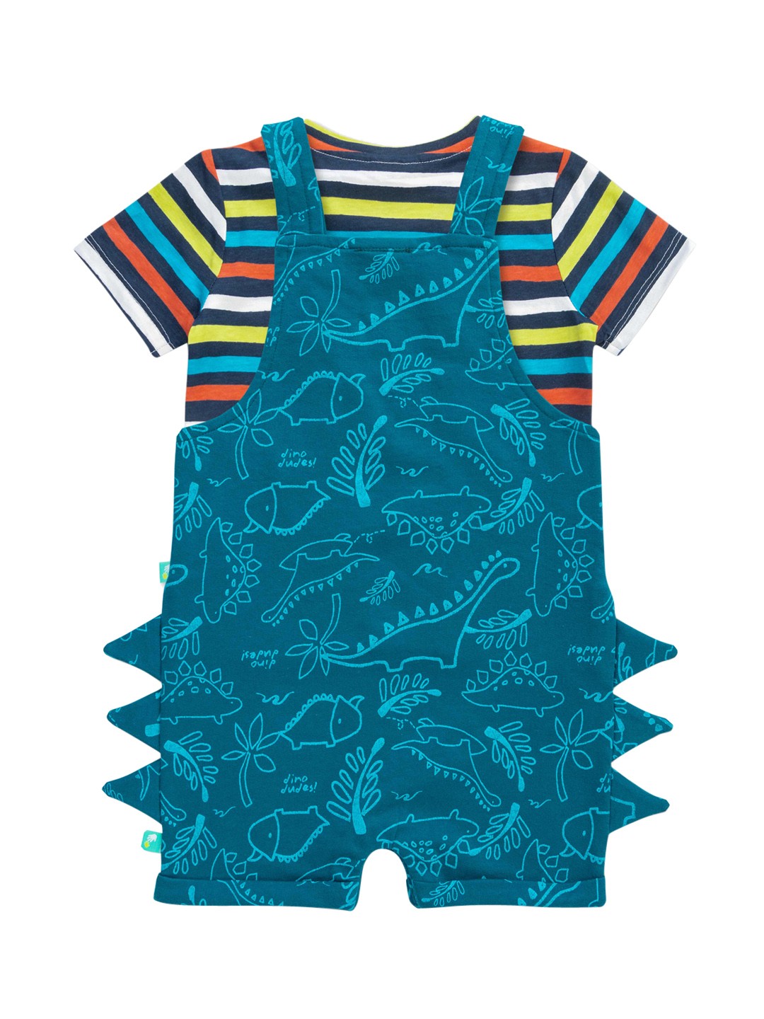 

JusCubs Boys Conversational Printed Cotton Dungaree With T-Shirt, Teal