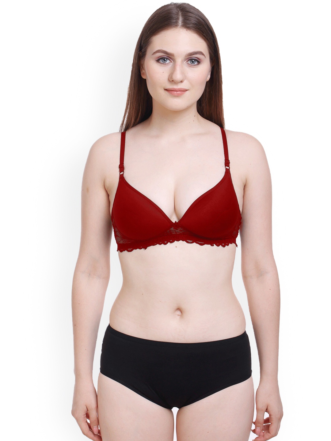 

AROUSY Women Cotton Lingerie Set R_Pd Set_Black_30, Maroon