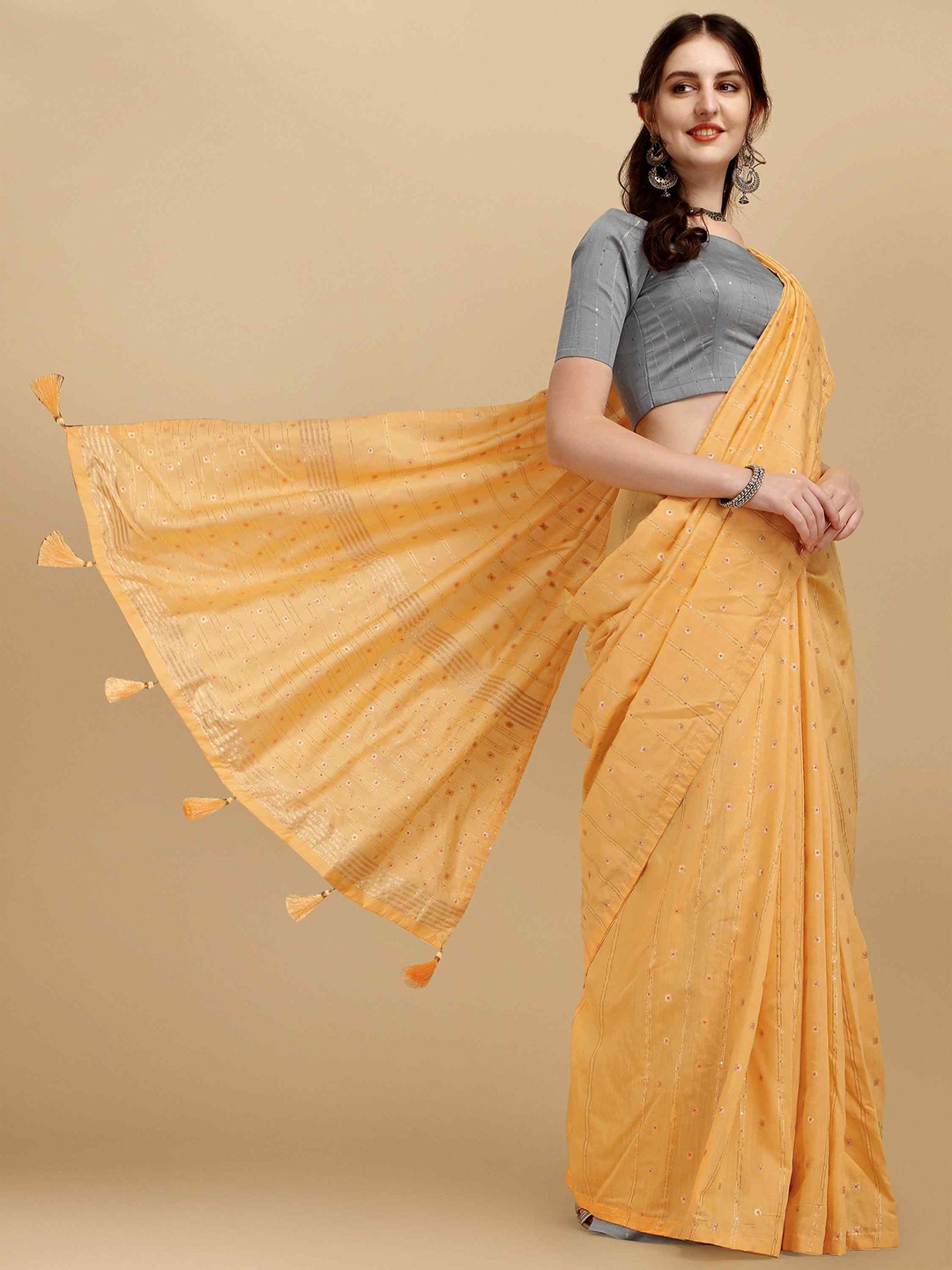 

elora Ethnic Woven Design Zari Bhagalpuri Saree, Yellow