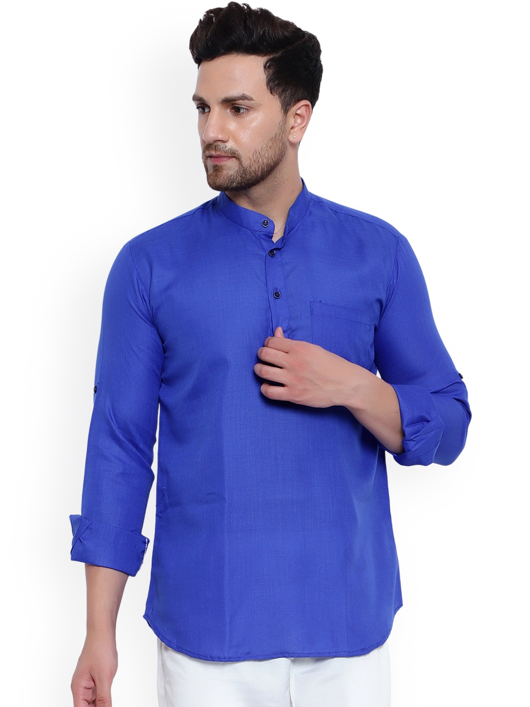 

ONNIX Mandarin Collar Straight Kurta, Blue