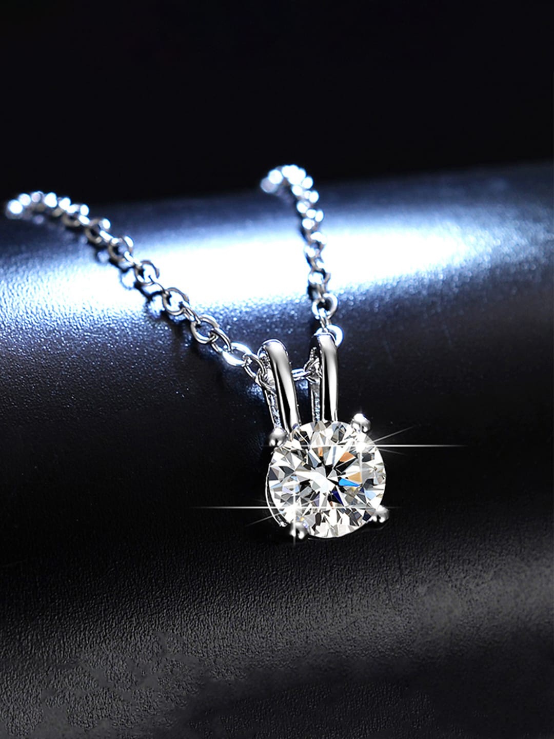 

Jewels Galaxy Silver-Plated CZ-Studded Round-Charm Pendant