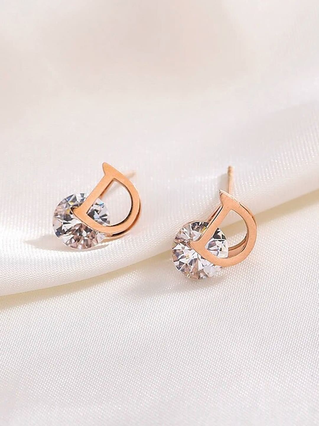 

Jewels Galaxy Rose Gold-Plated CZ-Studded Contemporary Studs Earrings