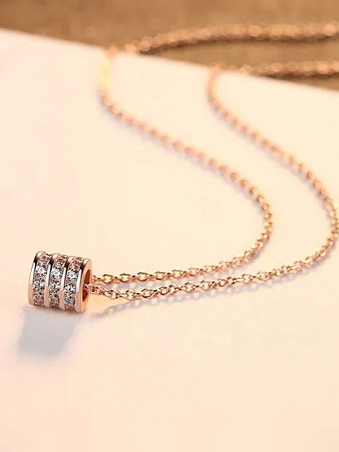 

Jewels Galaxy Rose Gold-Plated CZ-Studded & Charm Pendant With Chain