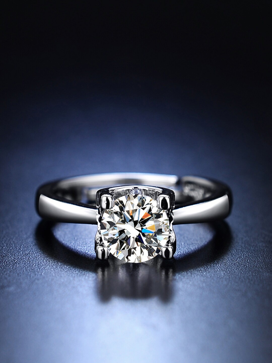 

Jewels Galaxy Silver-Plated & AD-Studded Adjustable Finger Ring